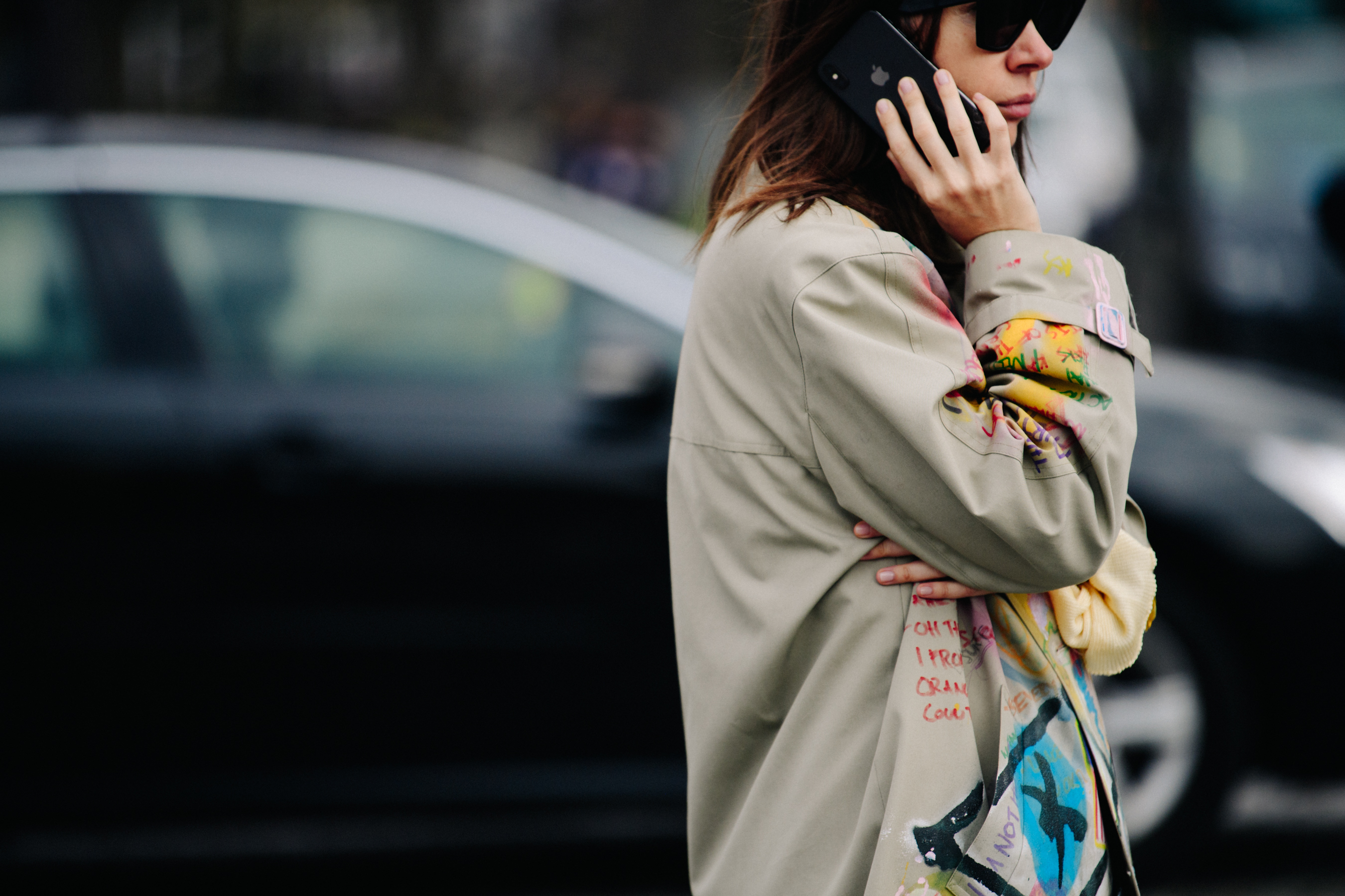 Russian woman wearing customised coat