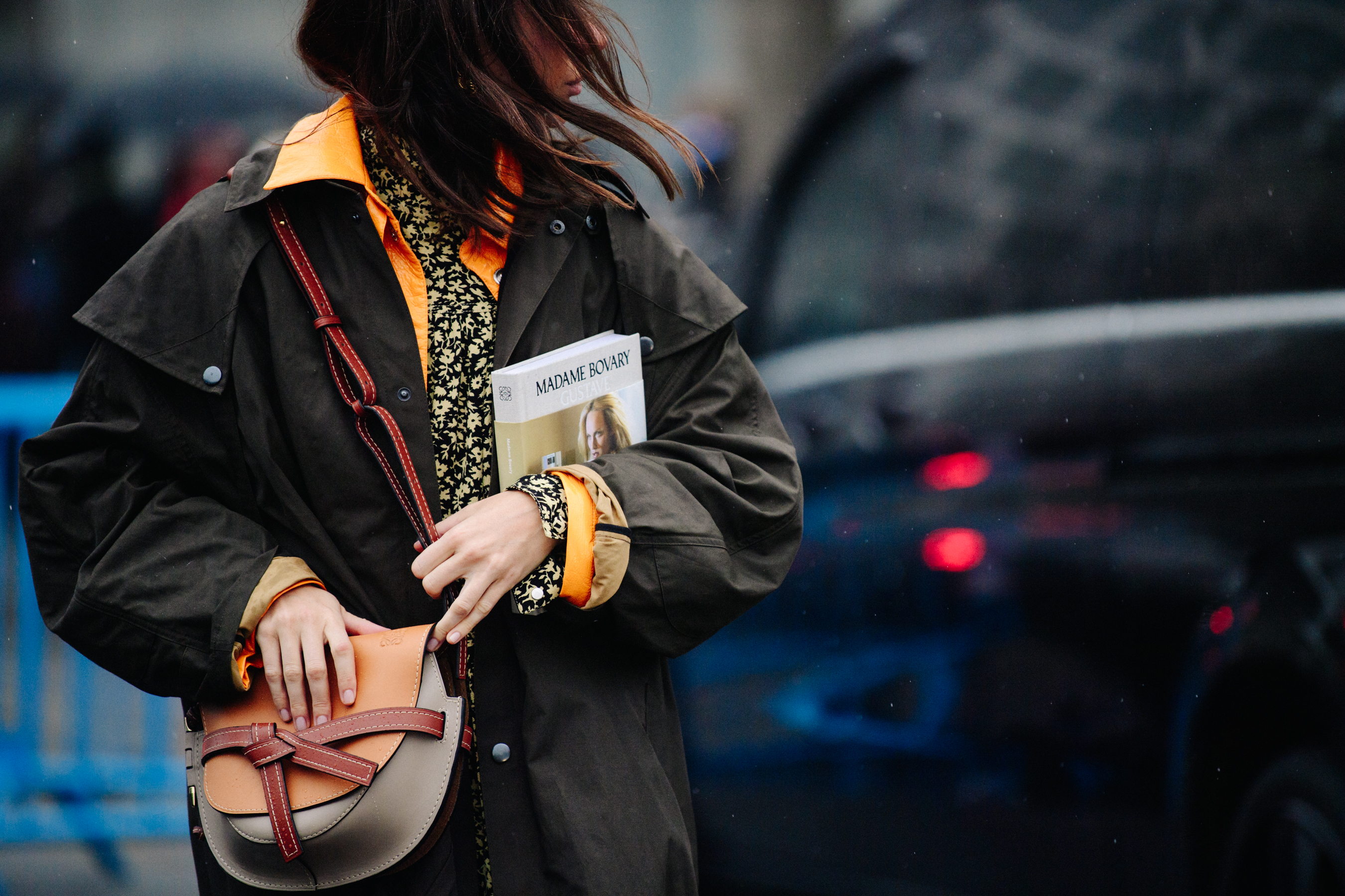 Russian woman wearing dark green coat
