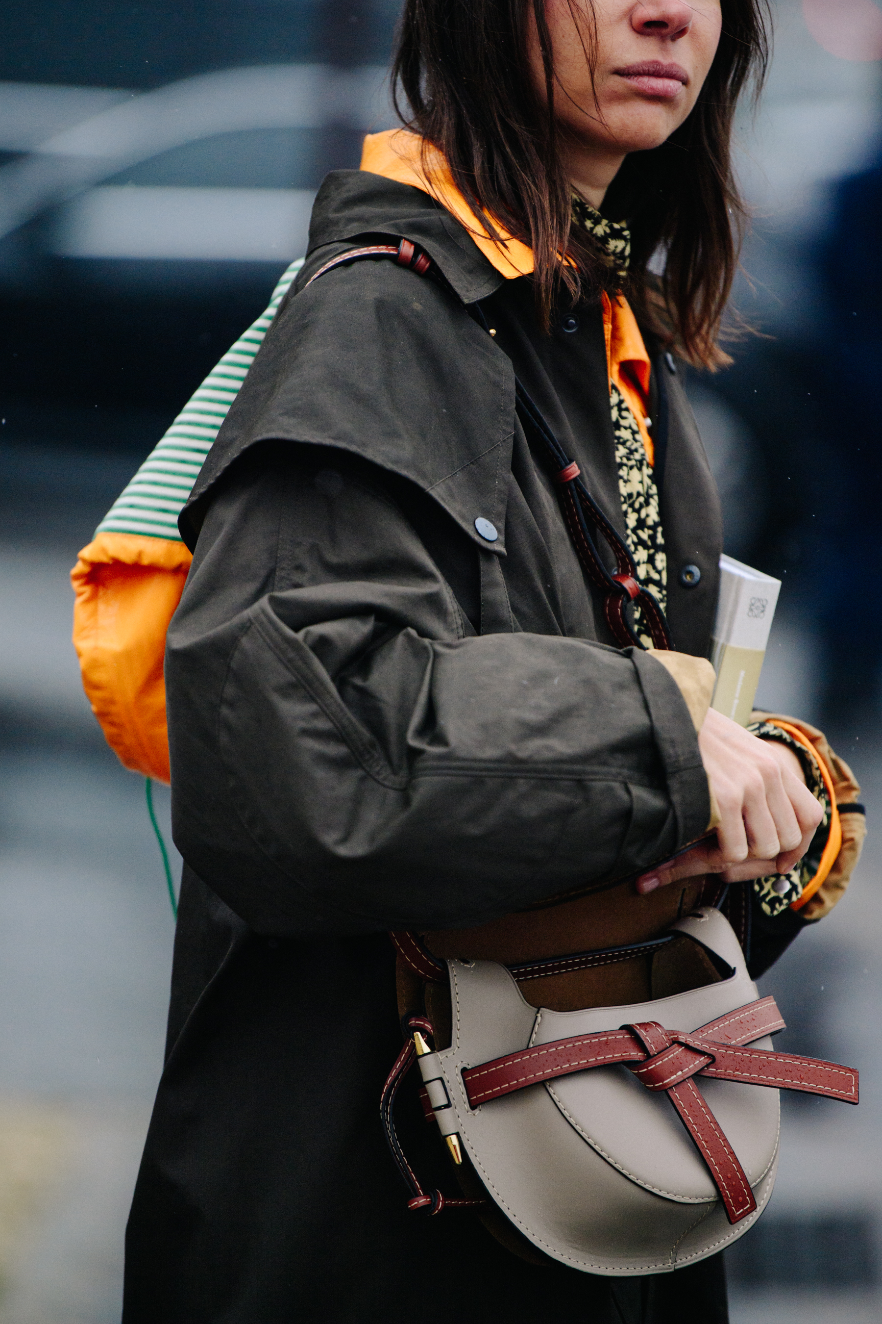 Russian woman wearing dark green coat