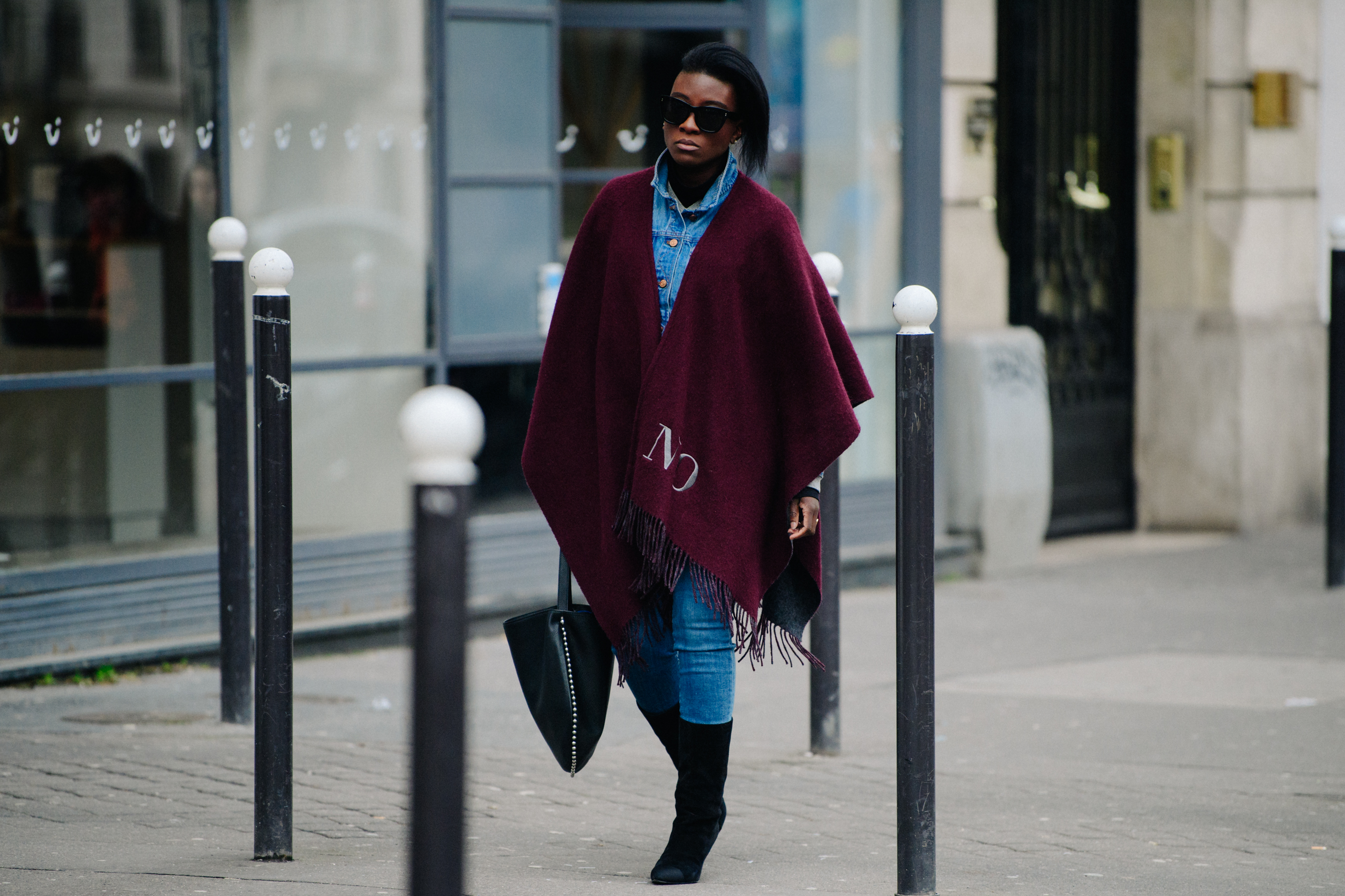 Woman wearing red scarf