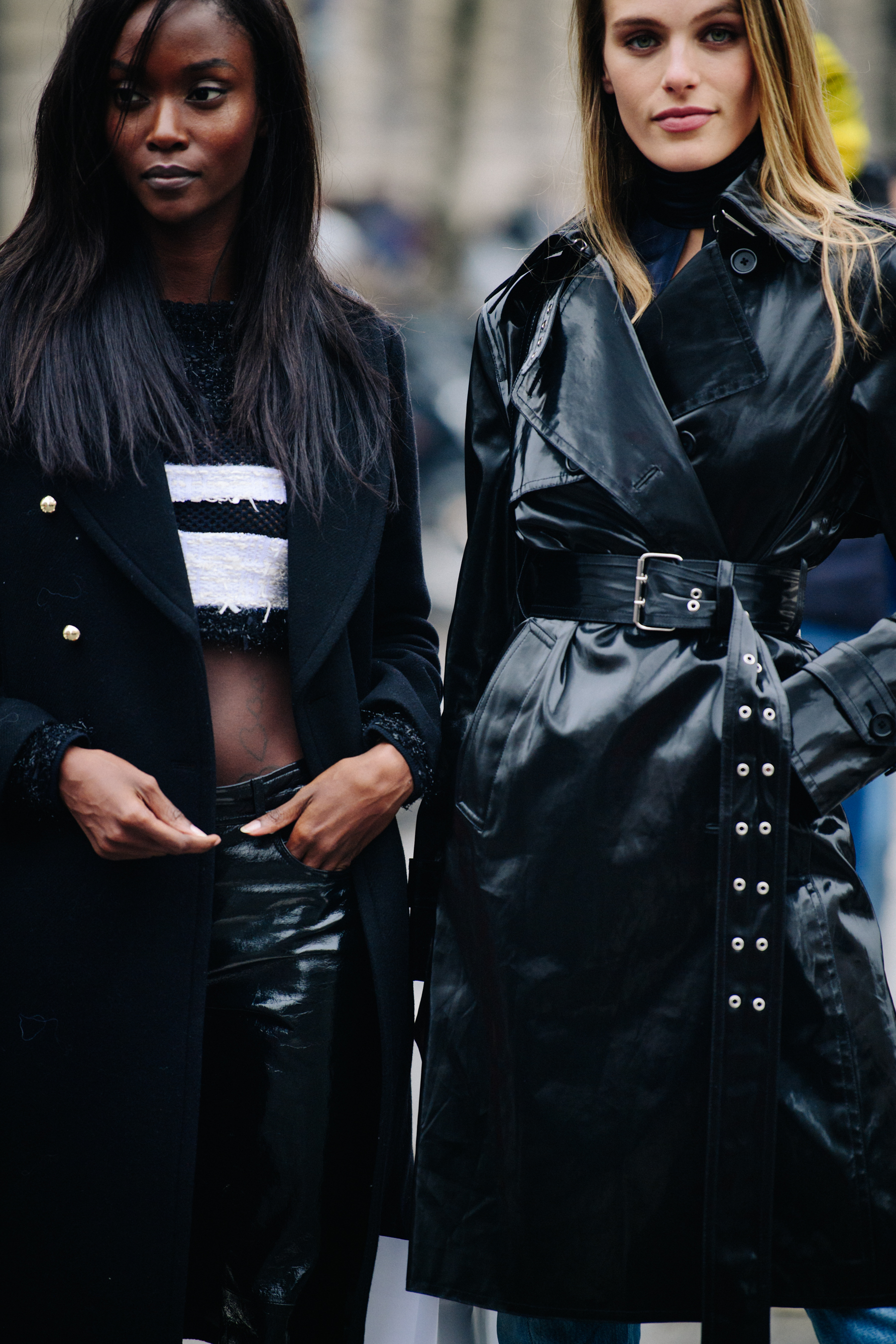 Two models after Balmain show