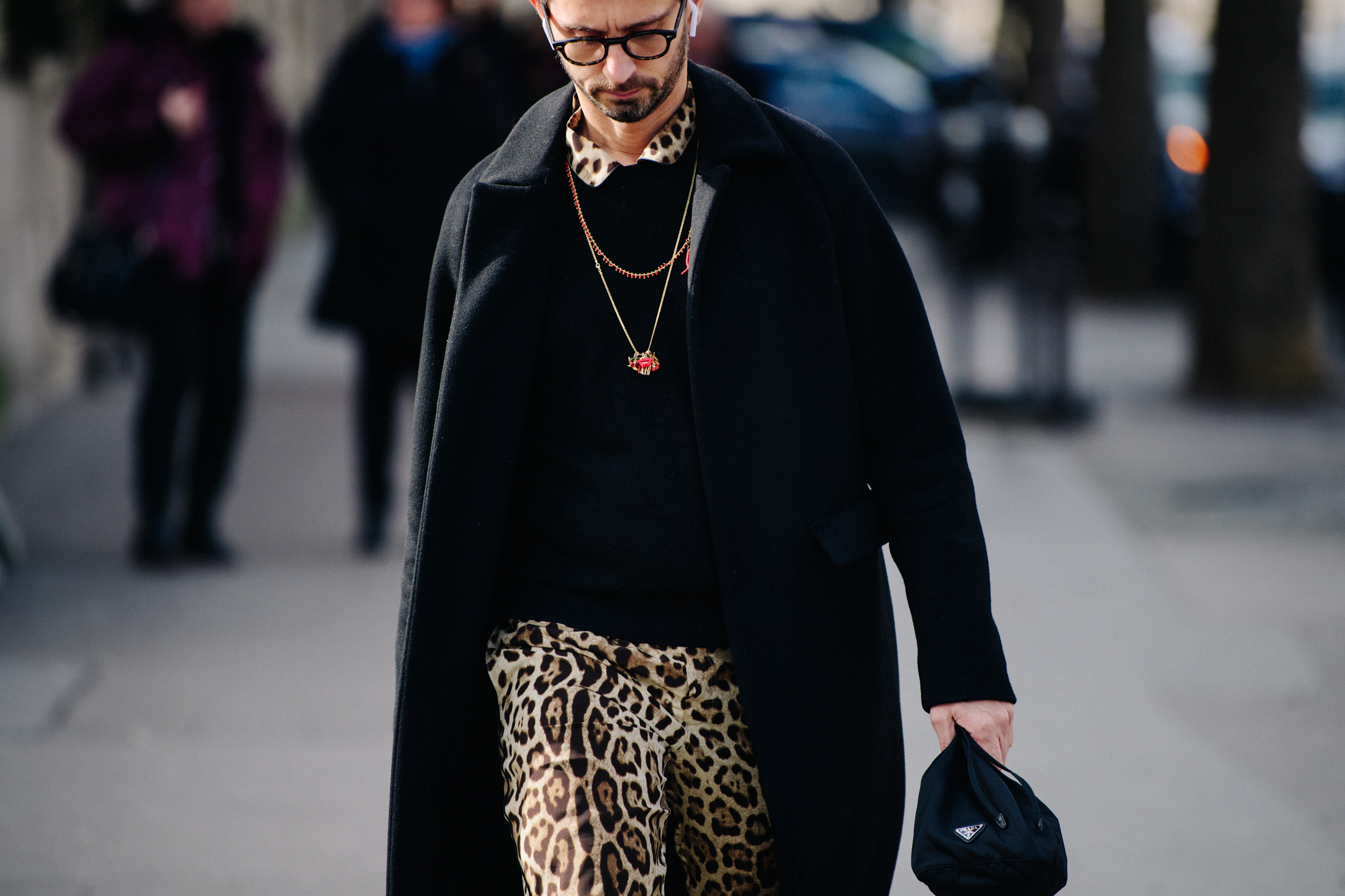 Italian man wearing animal print outfit