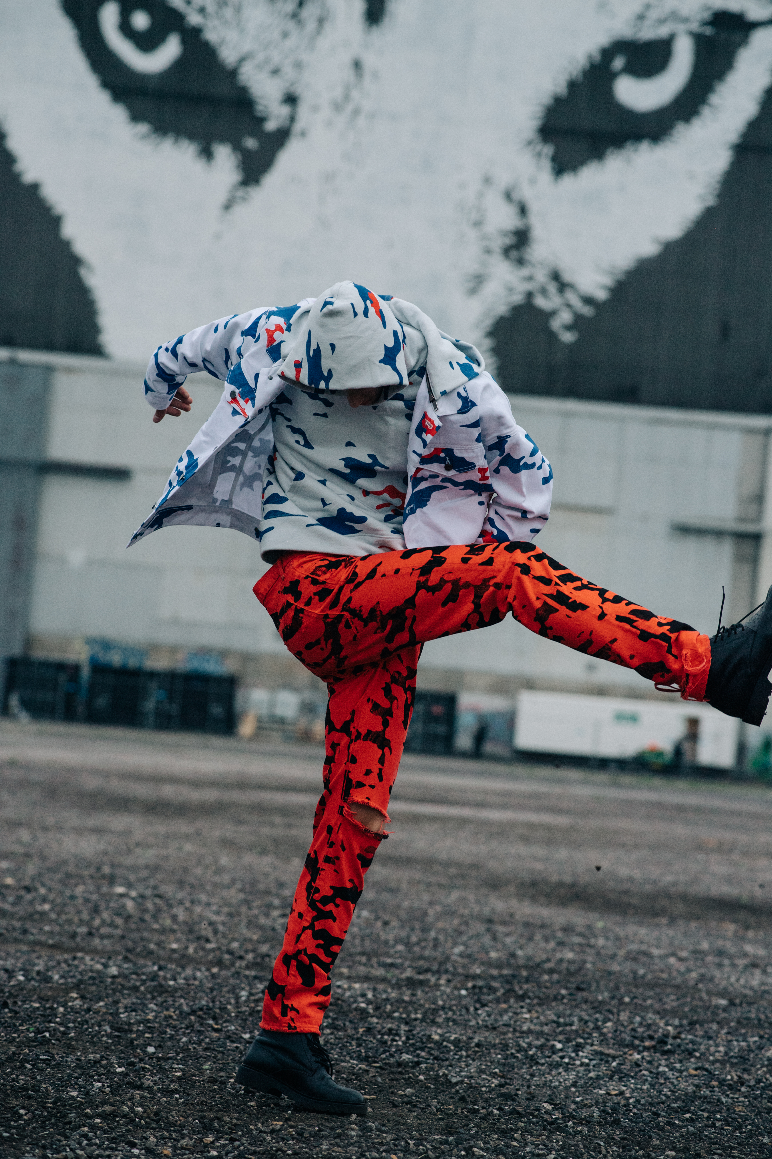 Male model wearing animal print outfit
