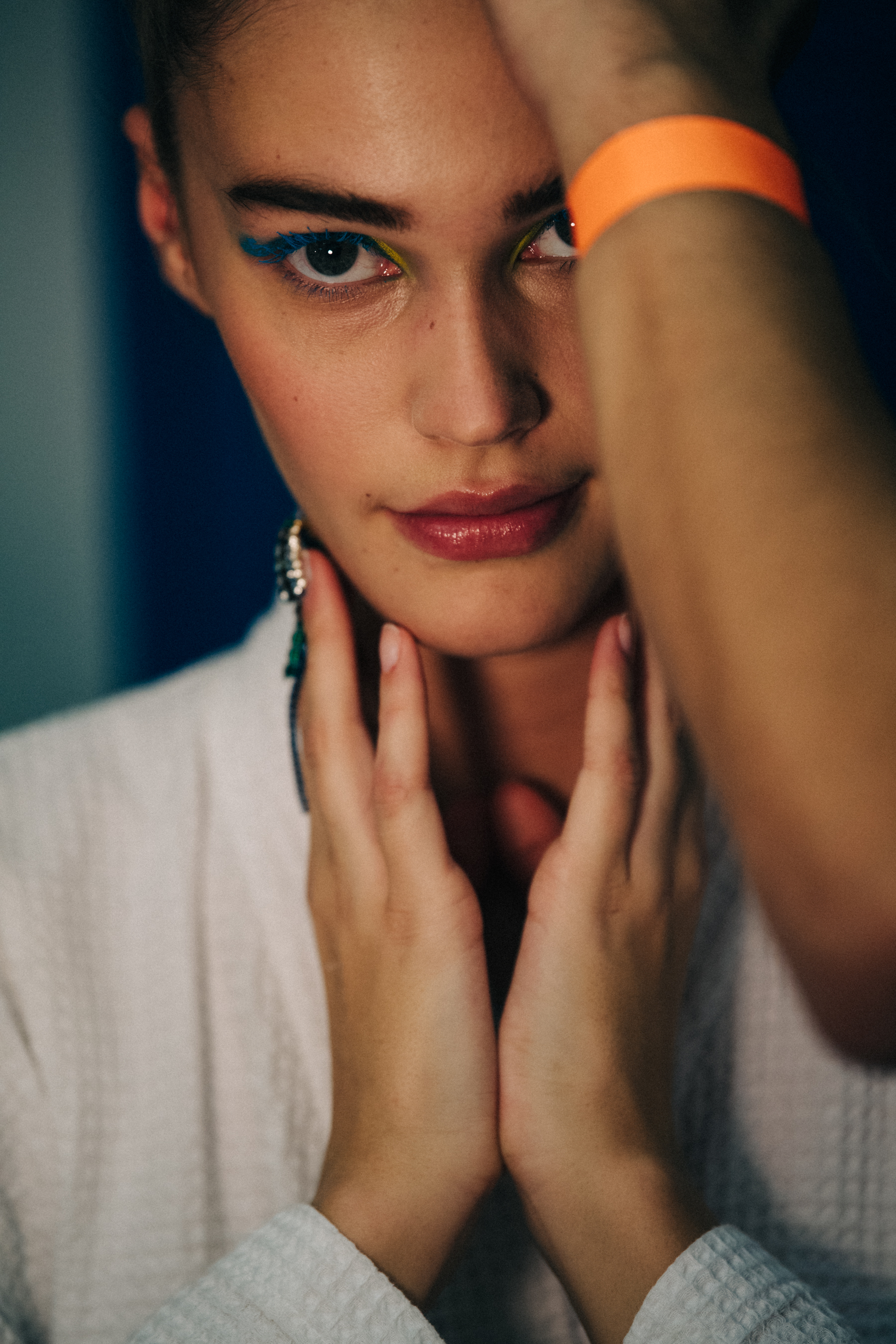 Model in hair and makeup prep