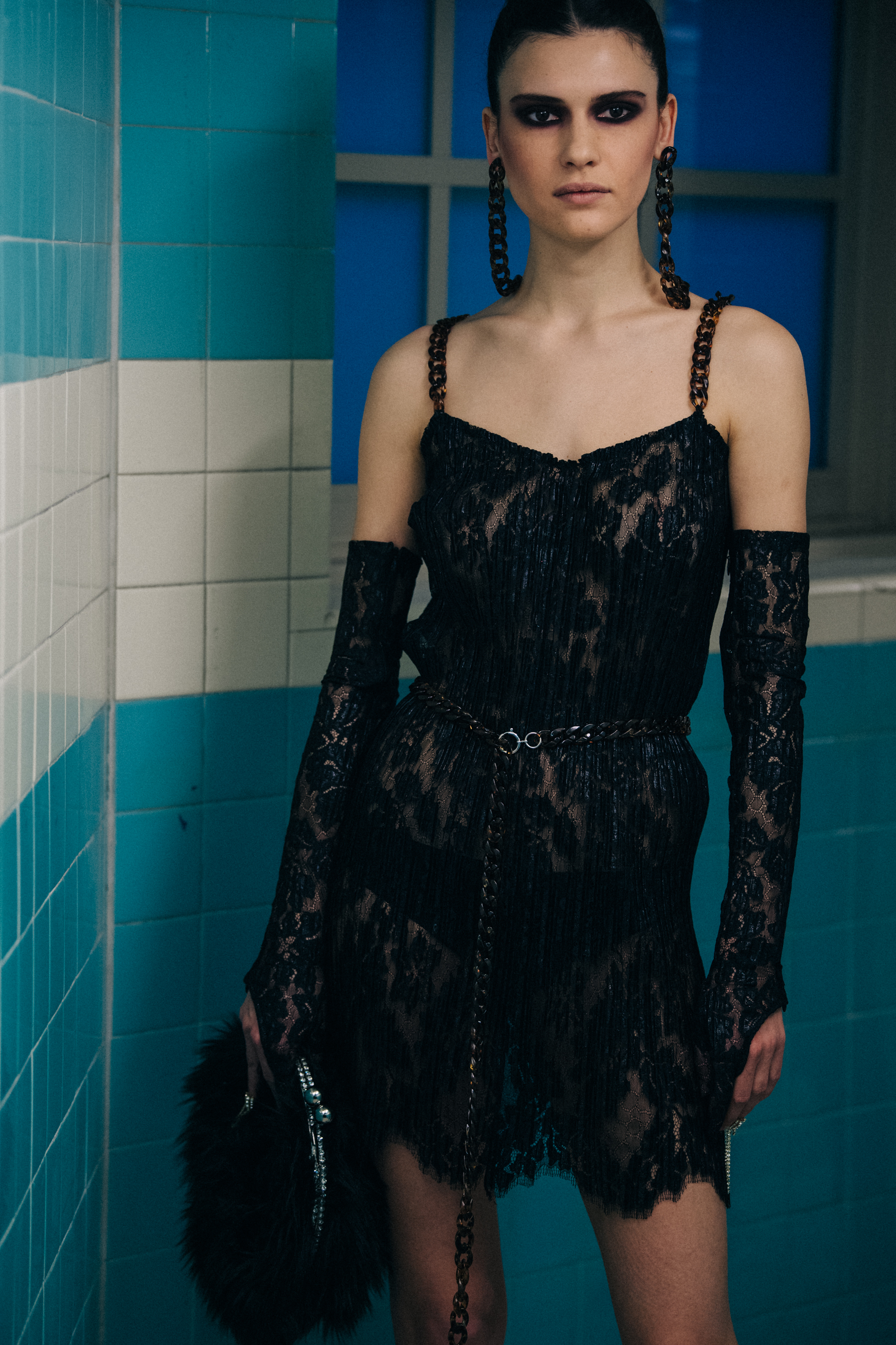 Iana Godnia backstage at Area