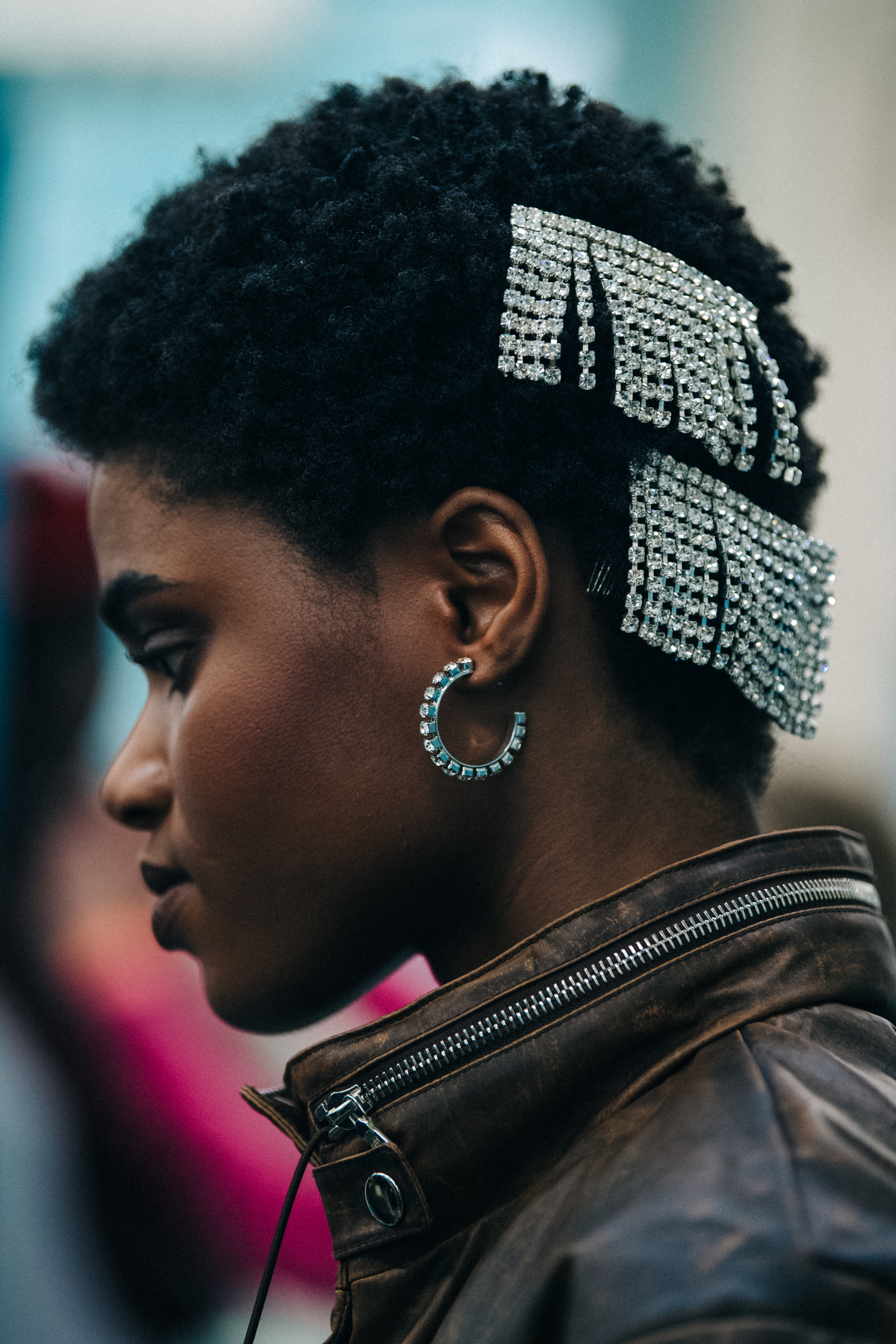 Model wearing jewellery in hair