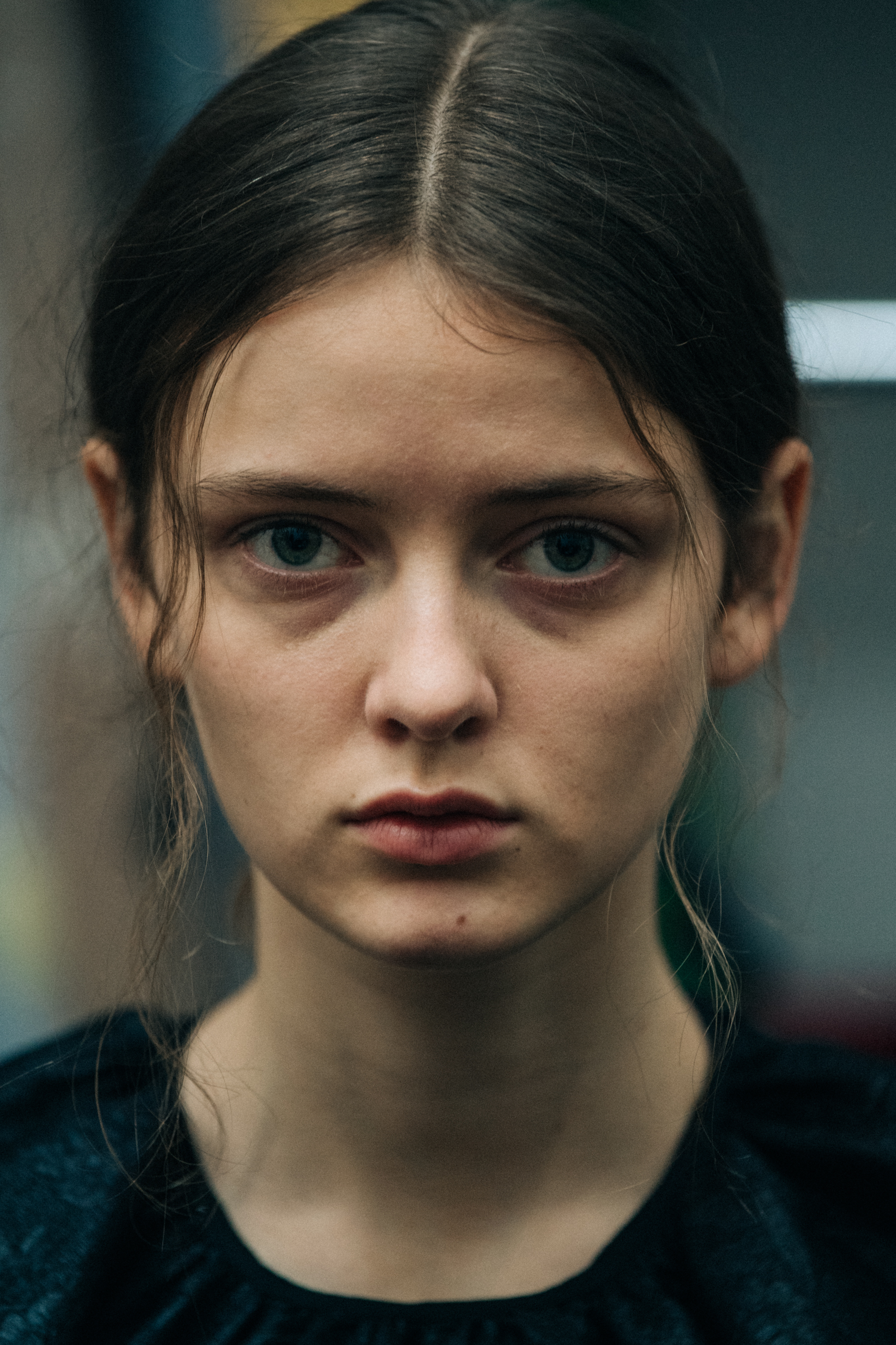 Portrait of model with blue eyes