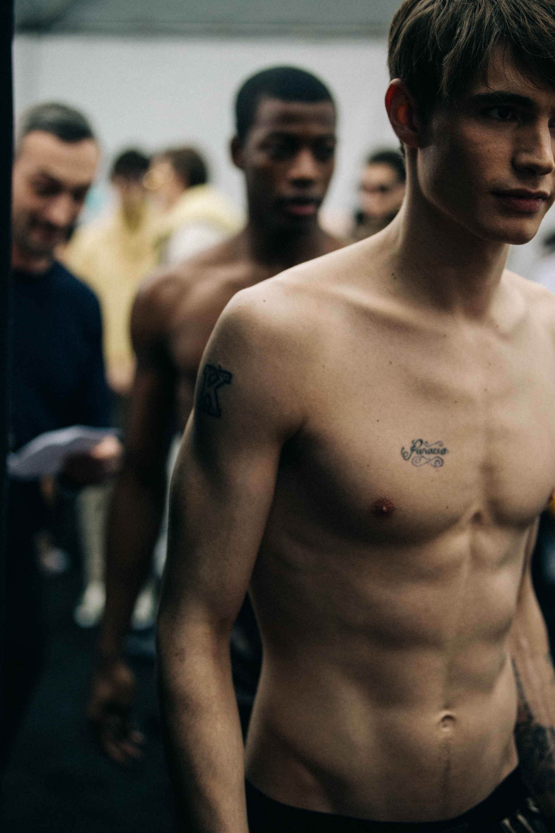 Topless model wearing Tom Ford underwear