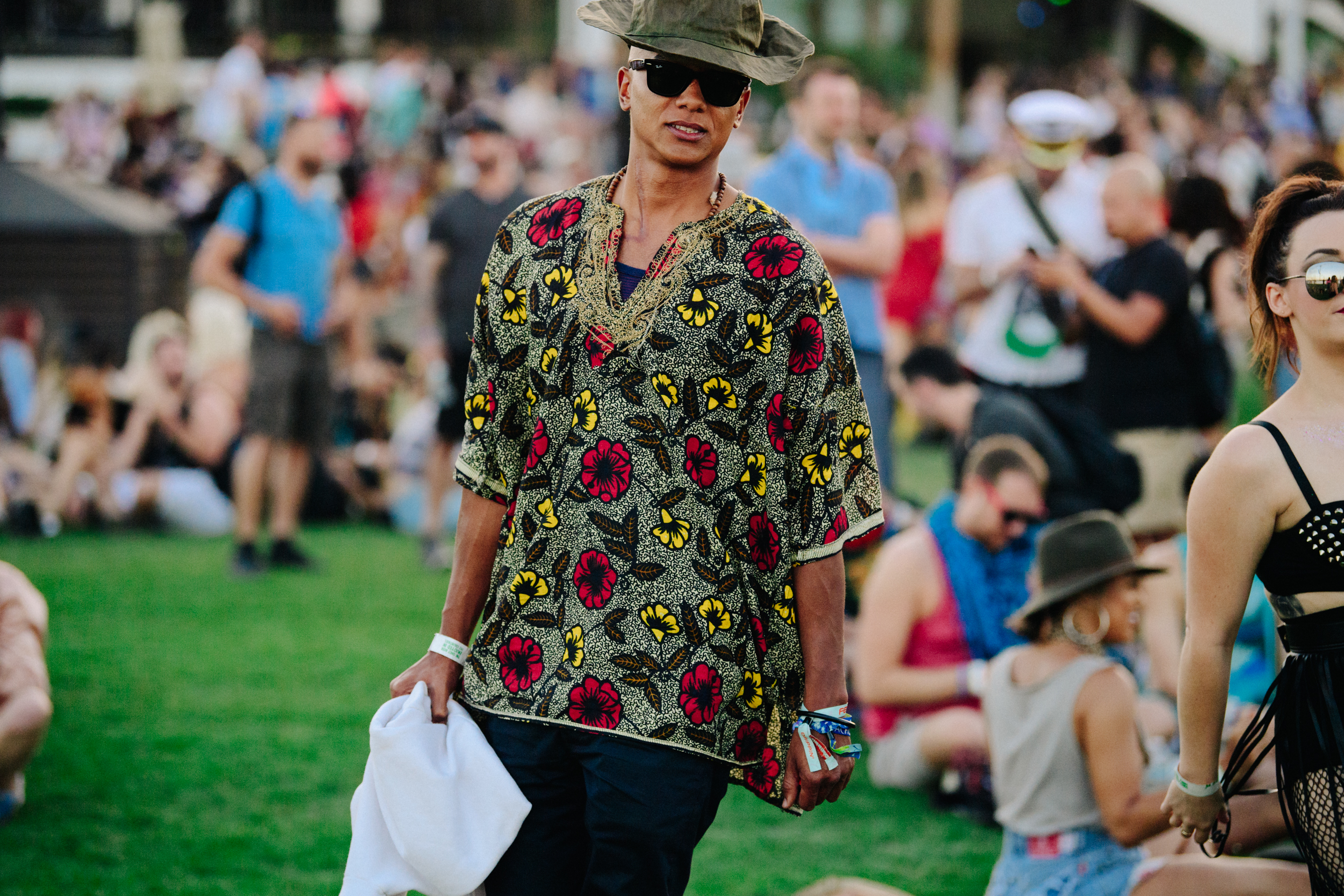 Man wearing green floral top