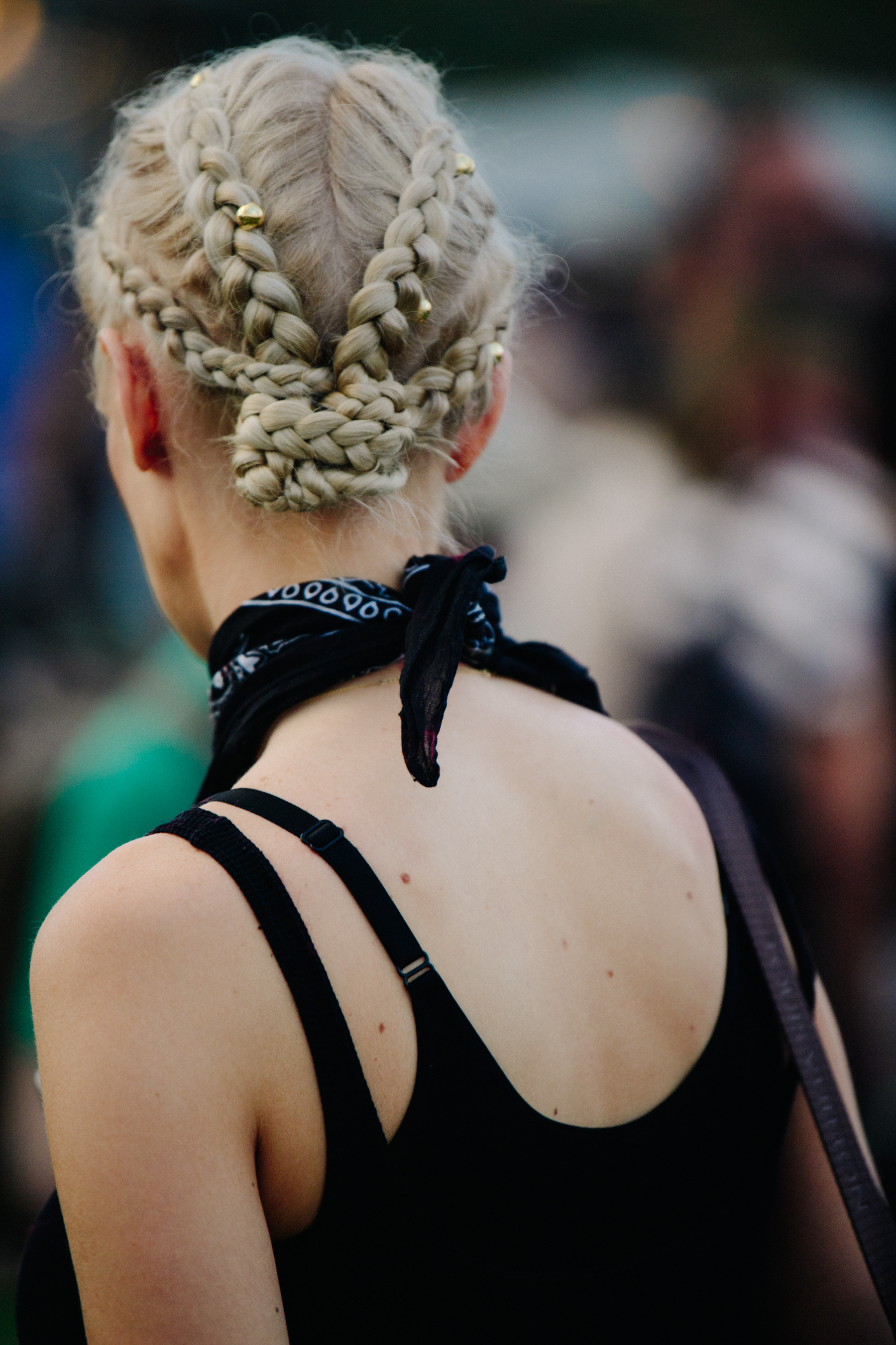 Woman with blonde braided hair