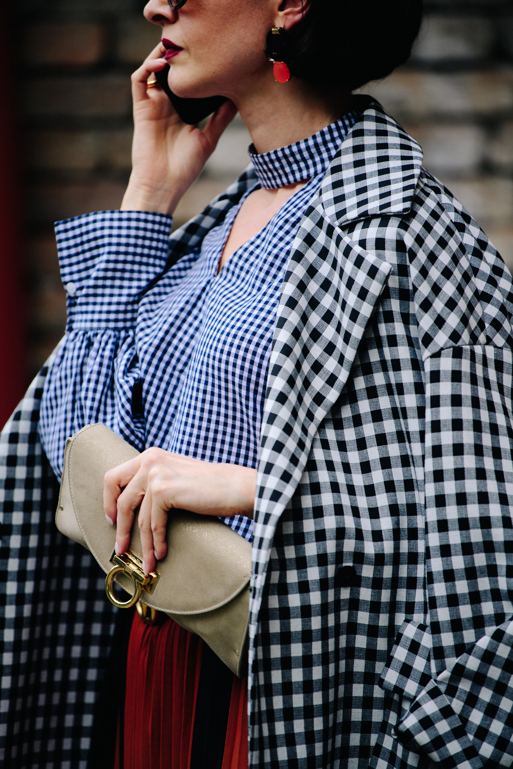 Woman wearing check shirt