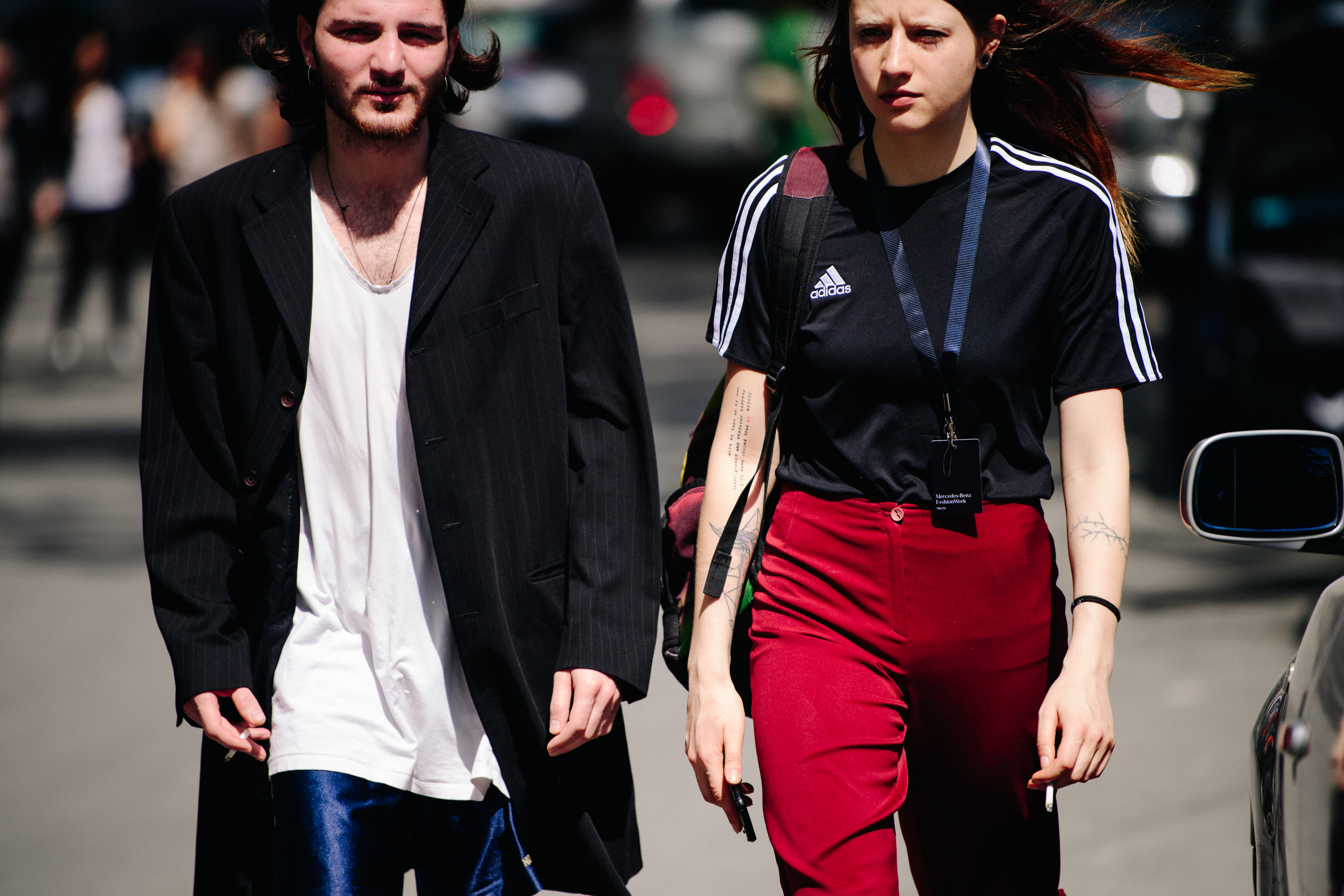 Couple wearing black outfits