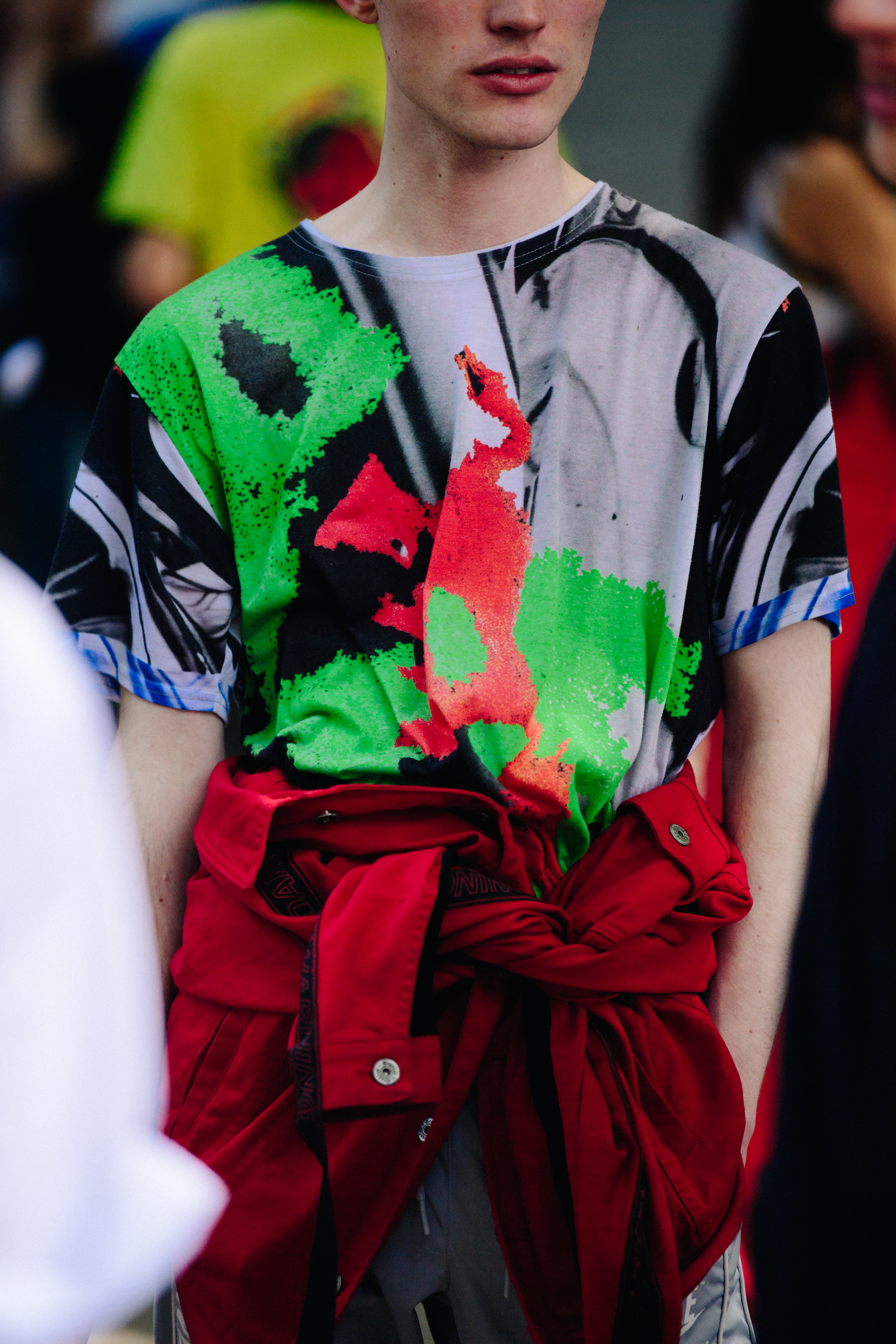 Man wearing colourful shirt