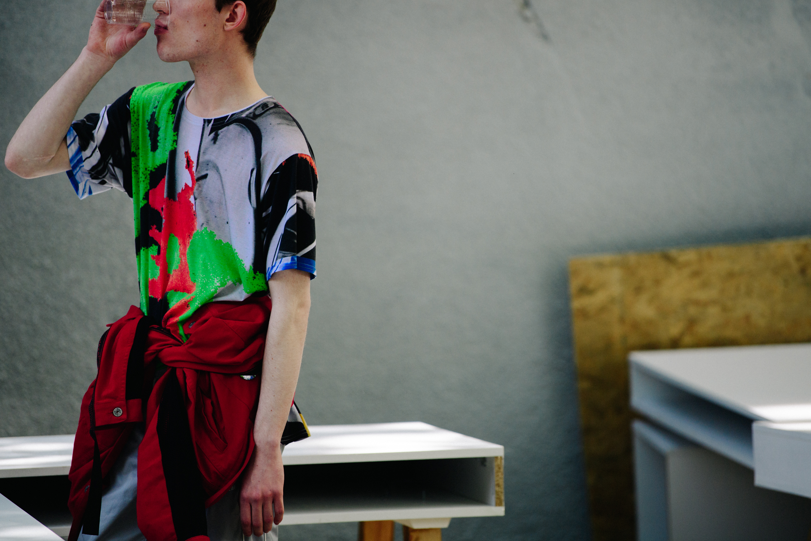 Man wearing colourful shirt