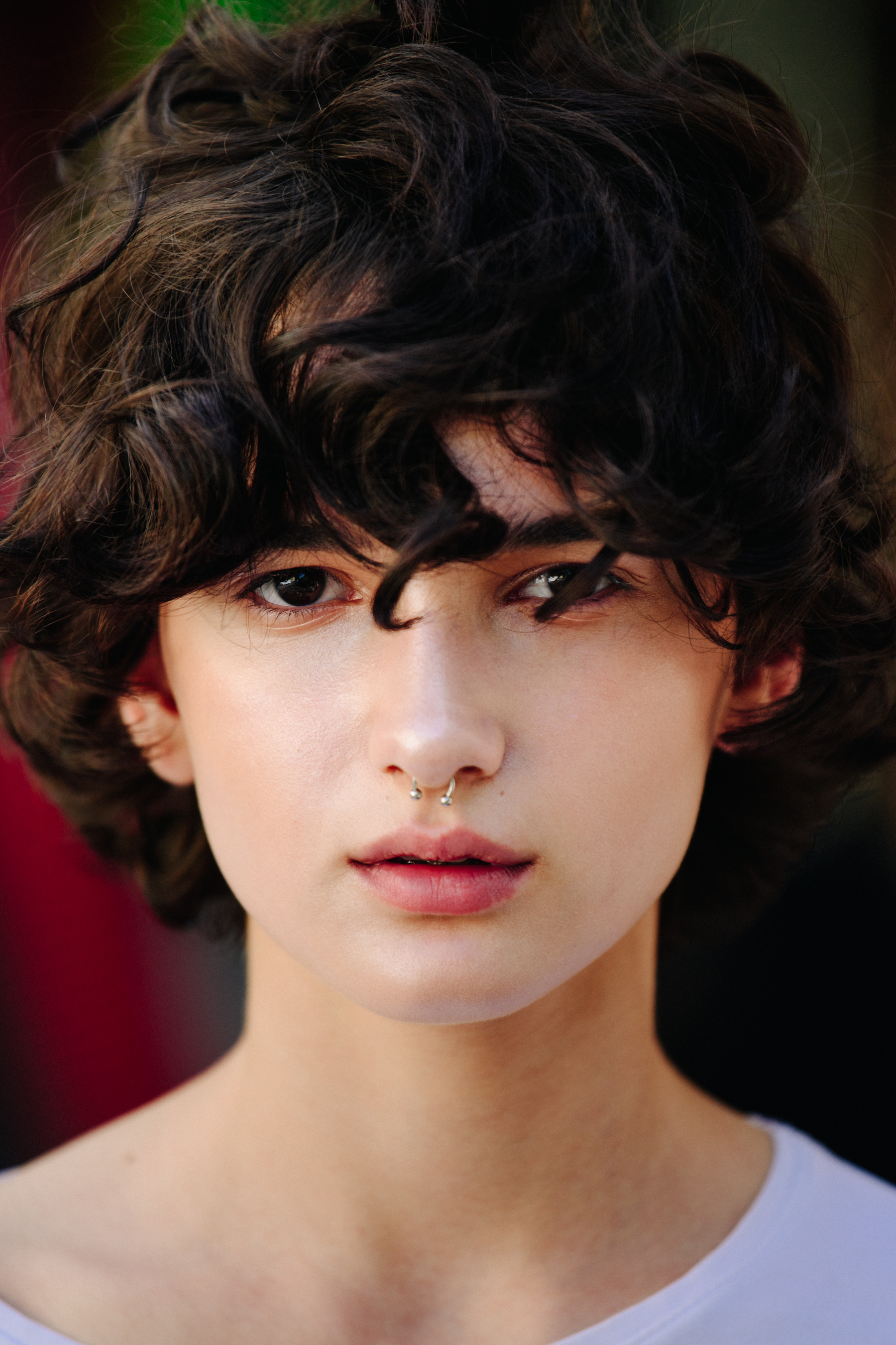 Portrait of Georgian model with curly hair