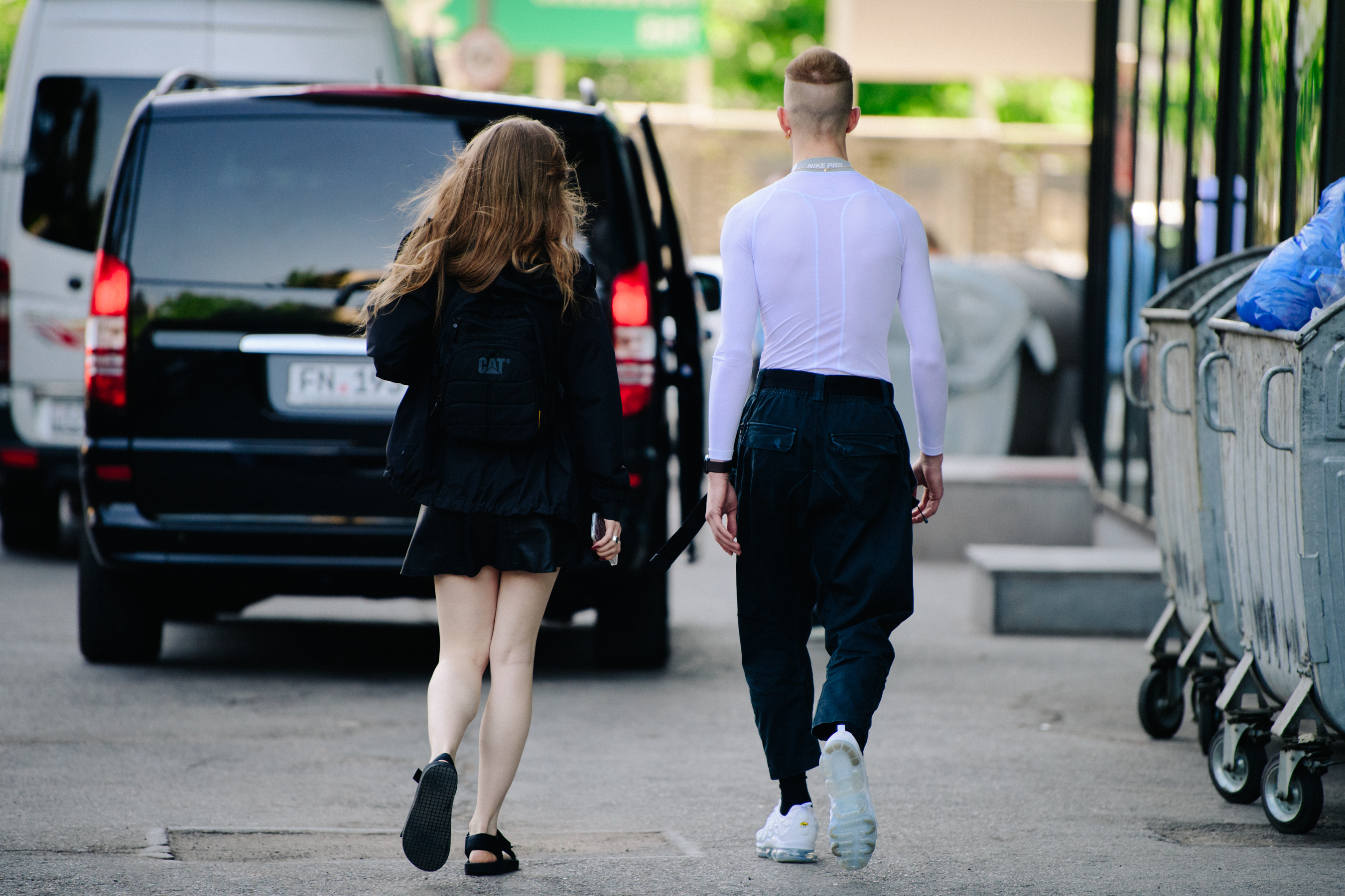 Couple wearing black and white