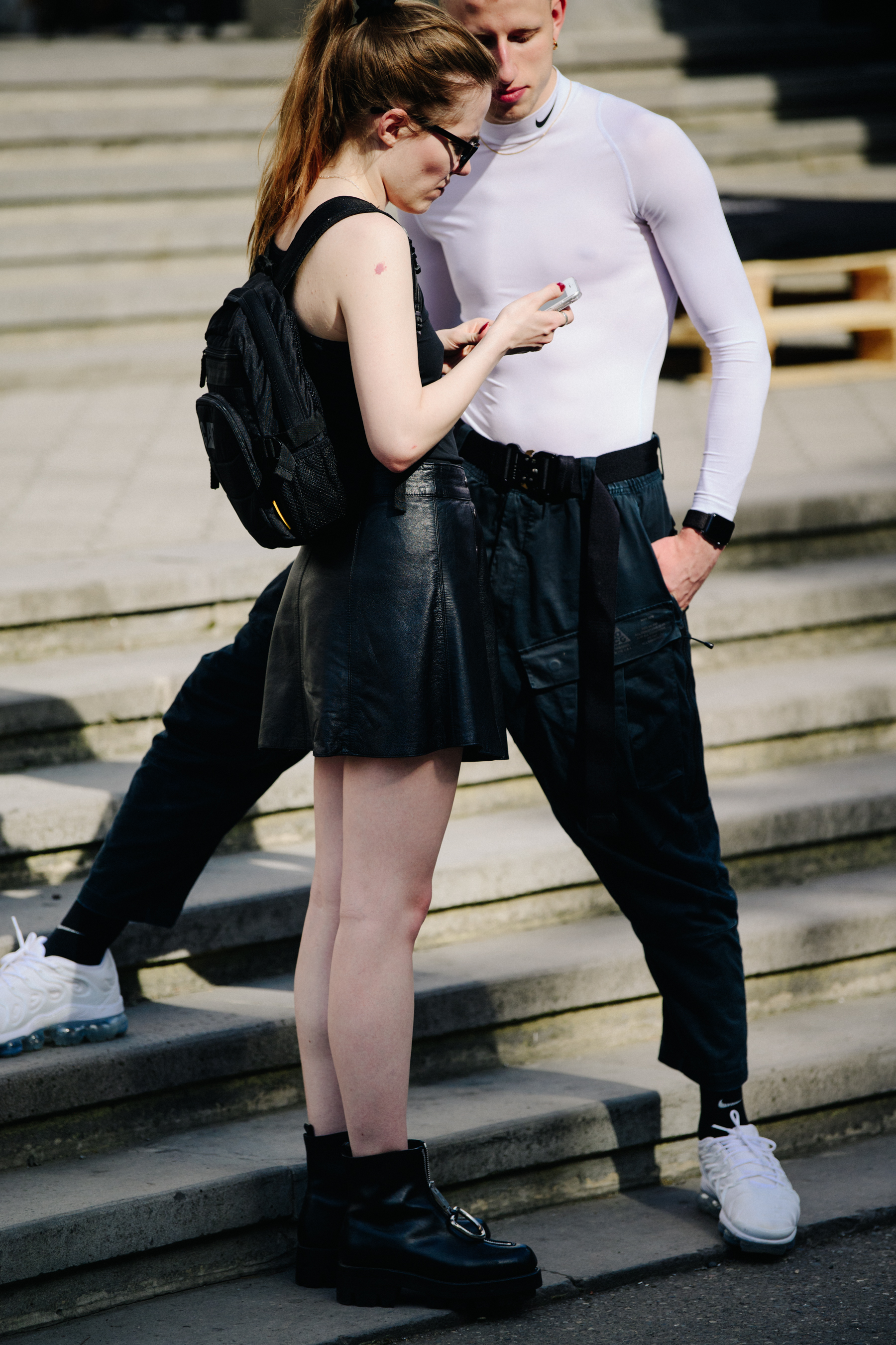 Russian couple wearing black and white