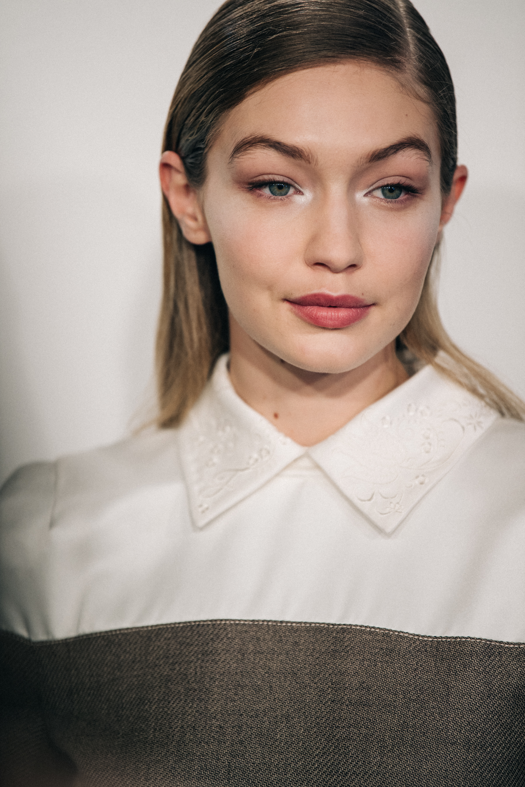 Gigi Hadid backstage at Fendi