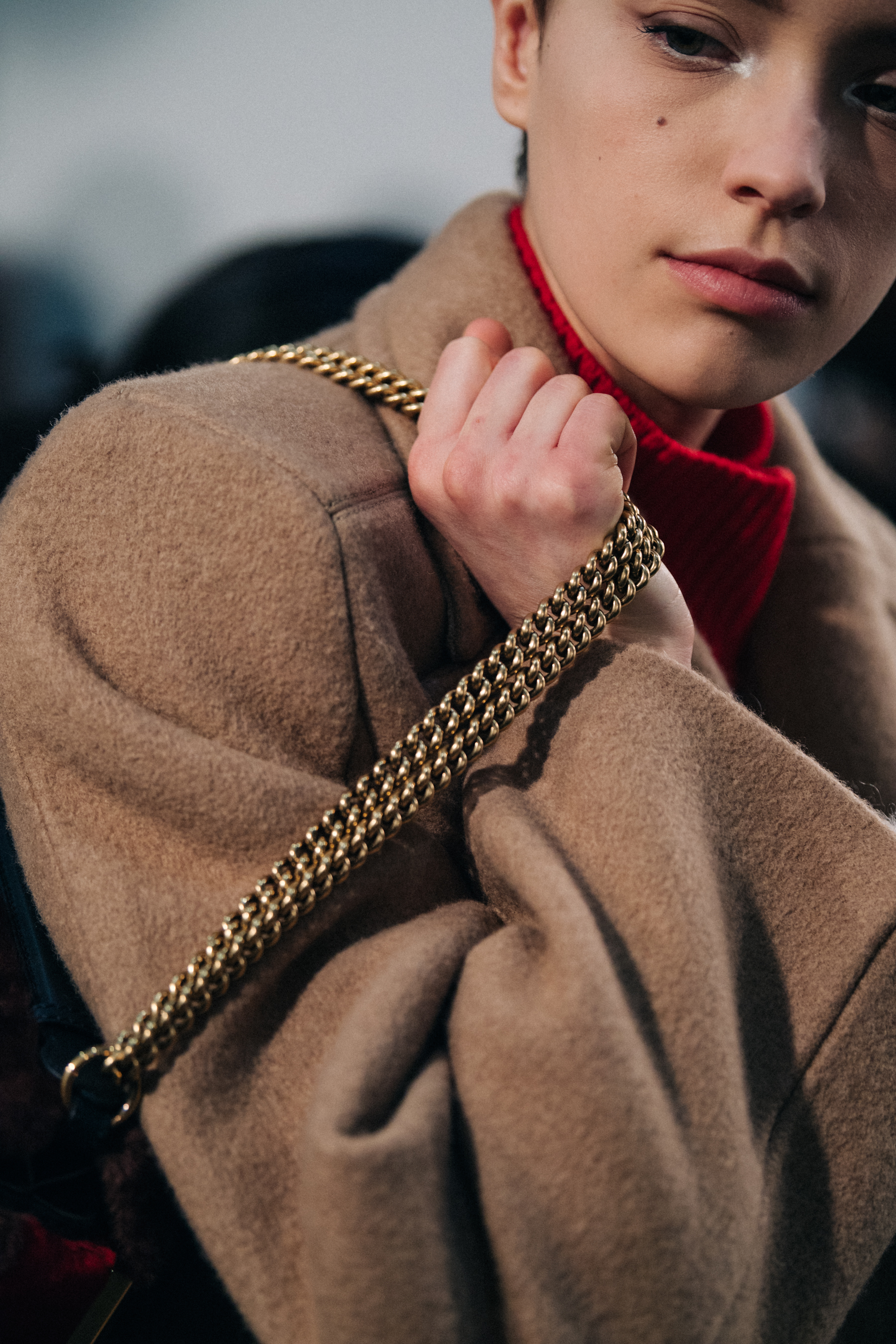 Loane Normand backstage at Fendi
