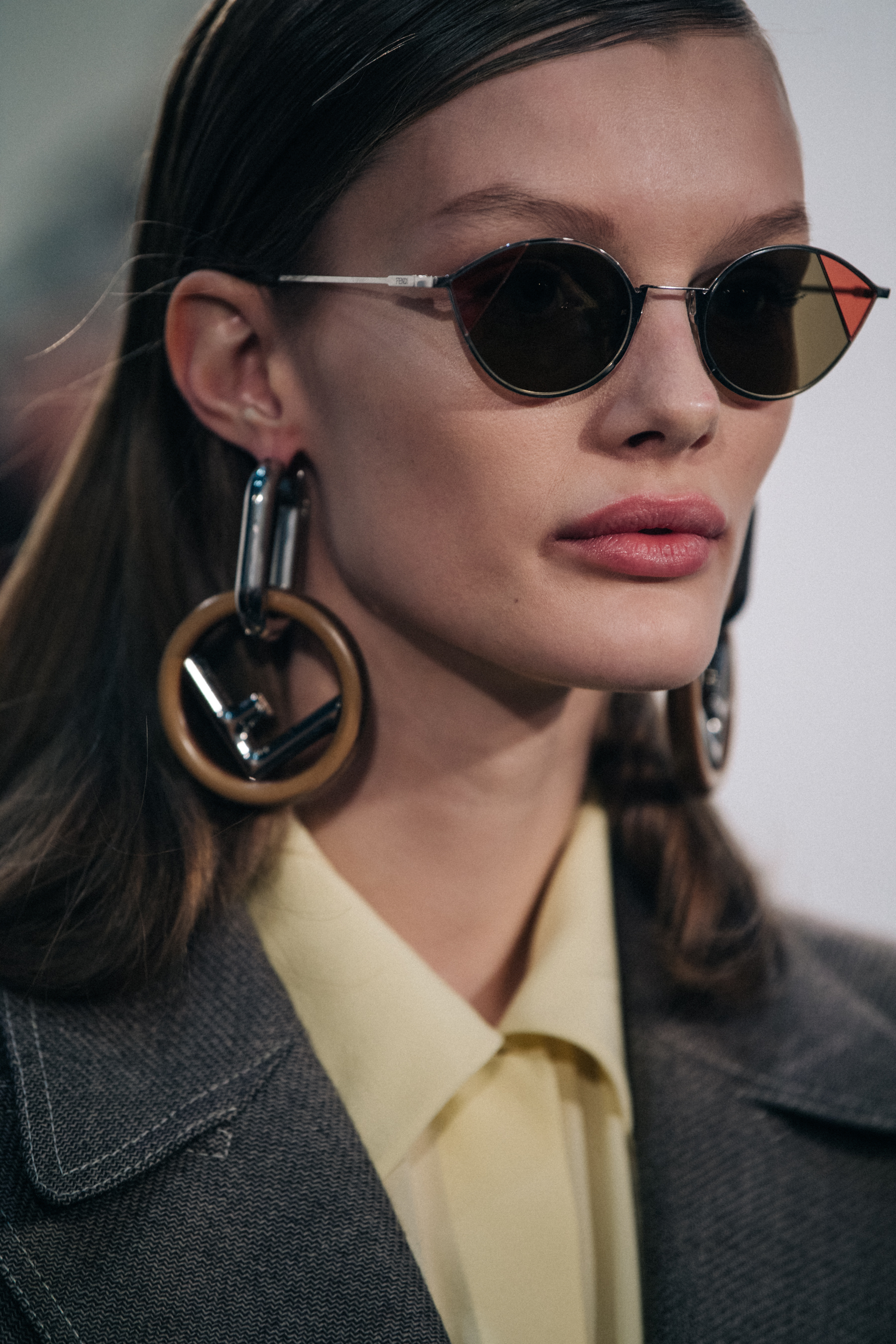 Kris Grikaite backstage at Fendi
