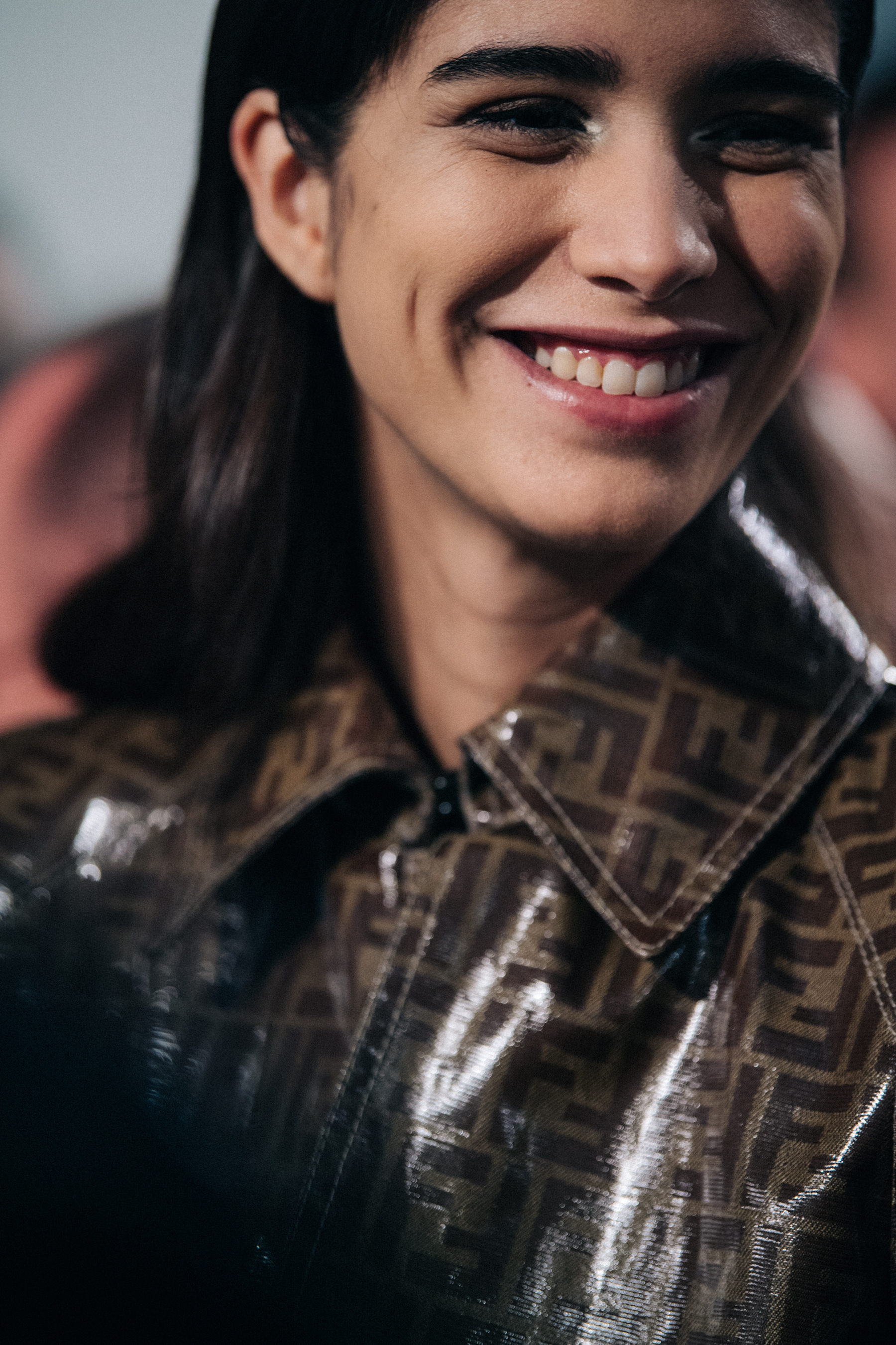 Mica Arganaraz backstage at Fendi