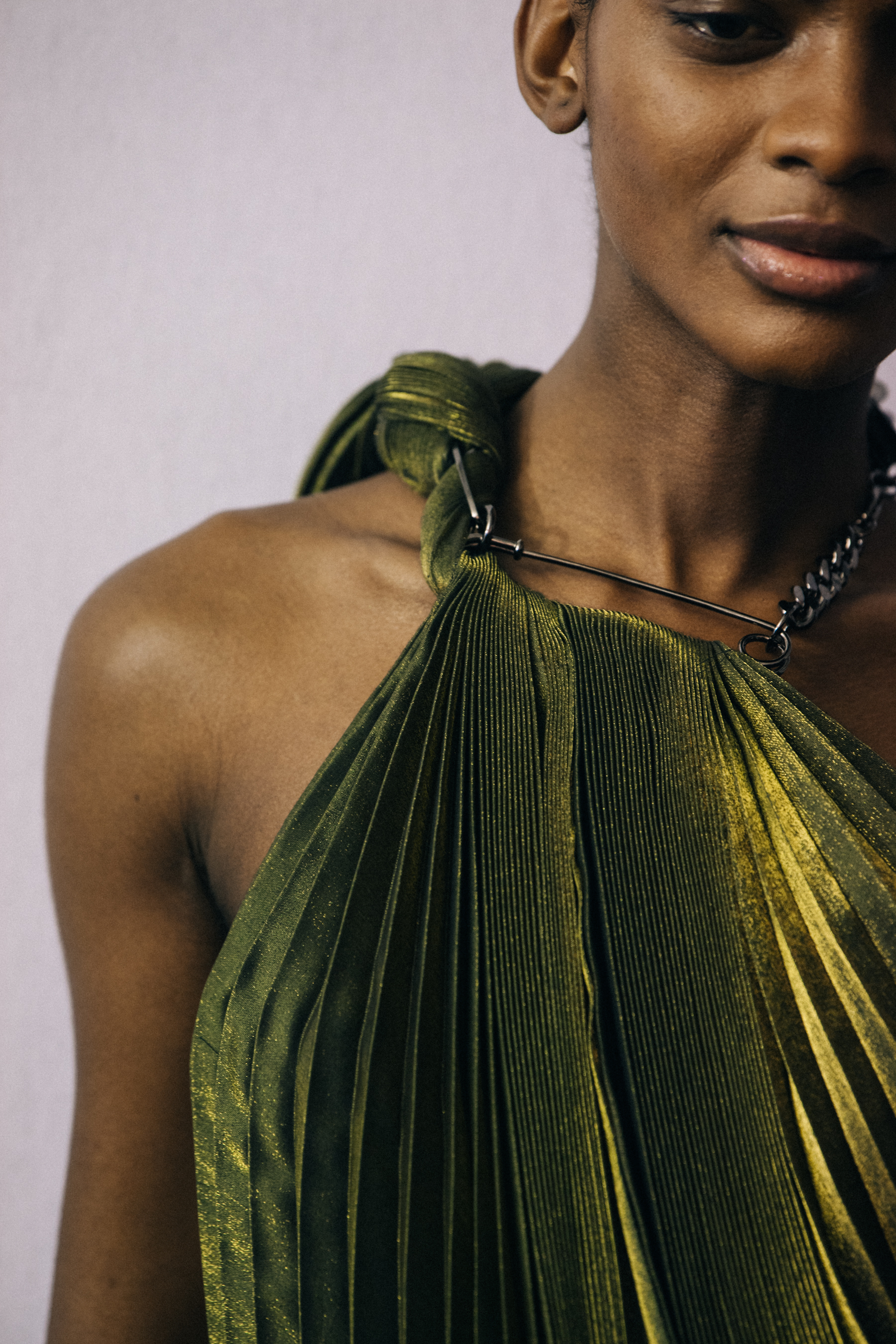Aube Jolicoeur backstage at Poiret