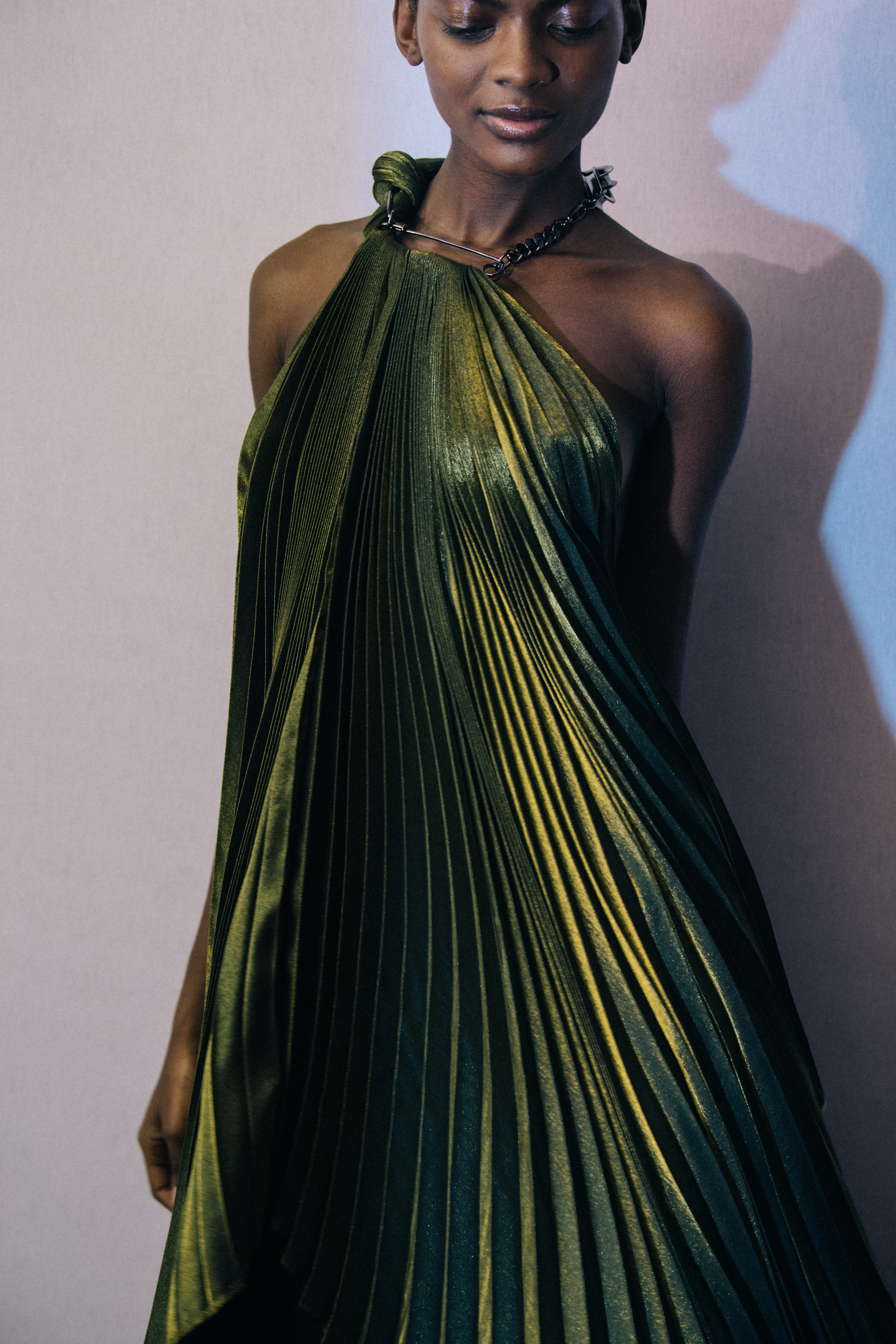 Aube Jolicoeur backstage at Poiret