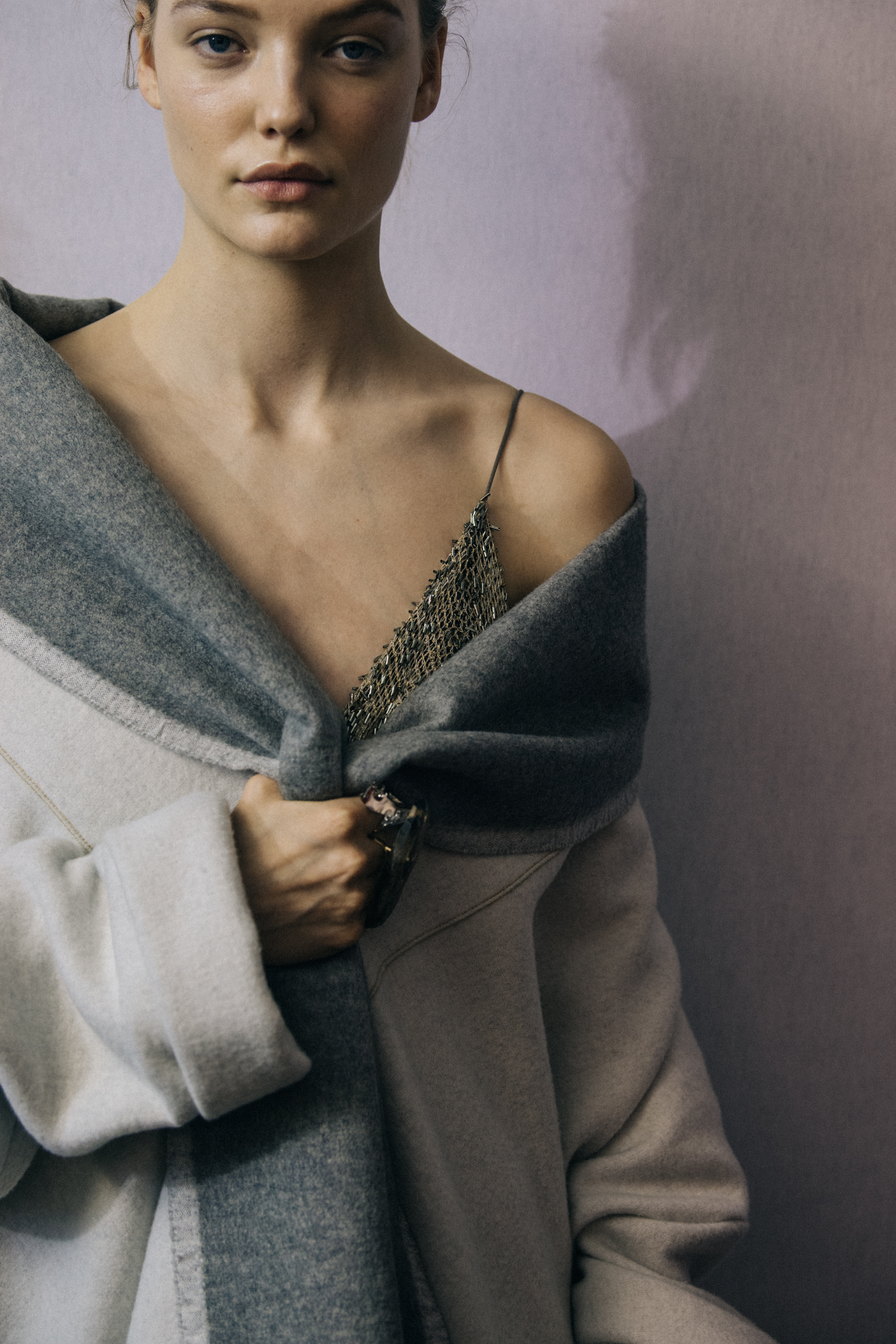 Roos Abels backstage at Poiret
