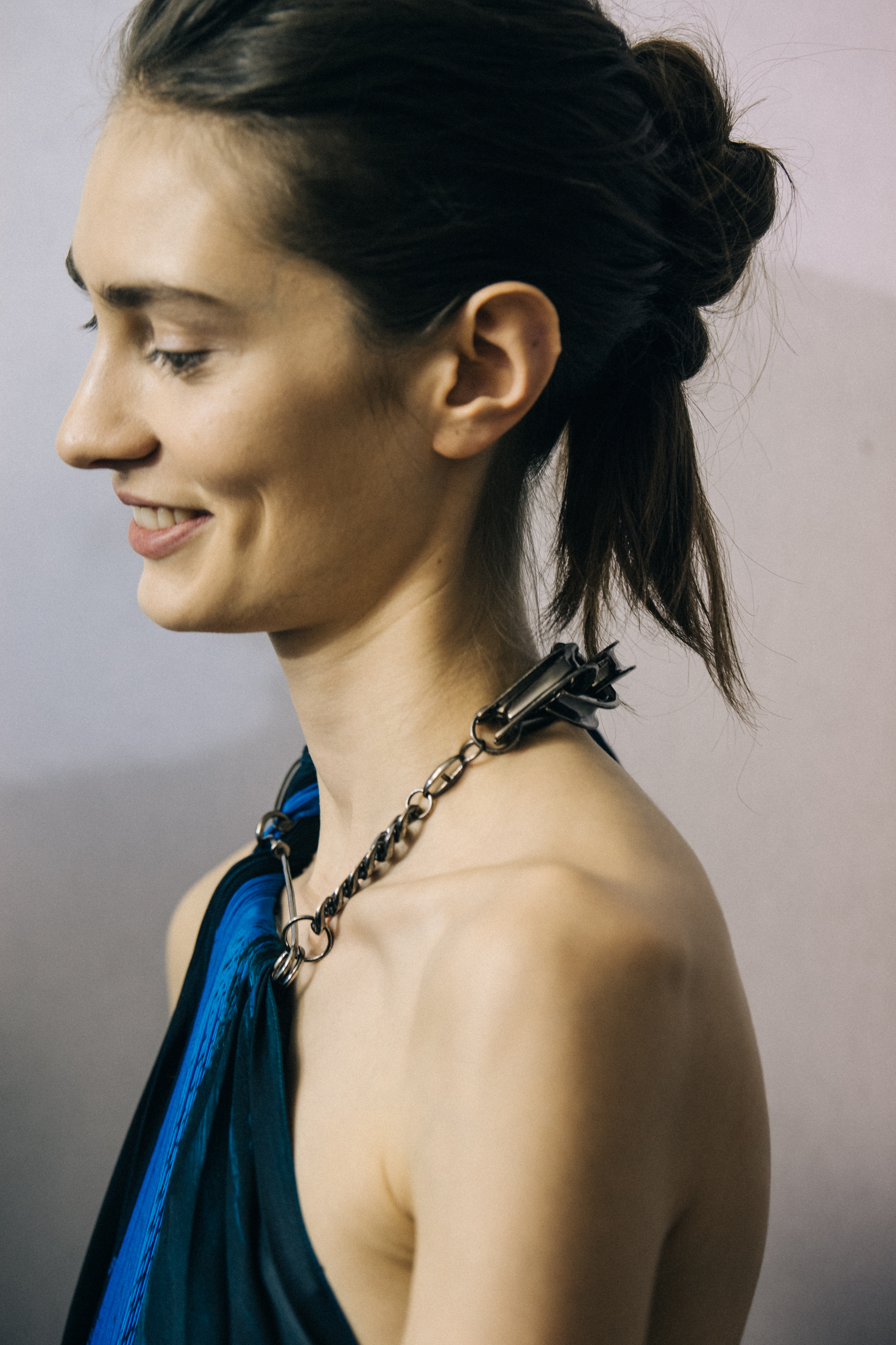 Marine Deleeuw backstage at Poiret