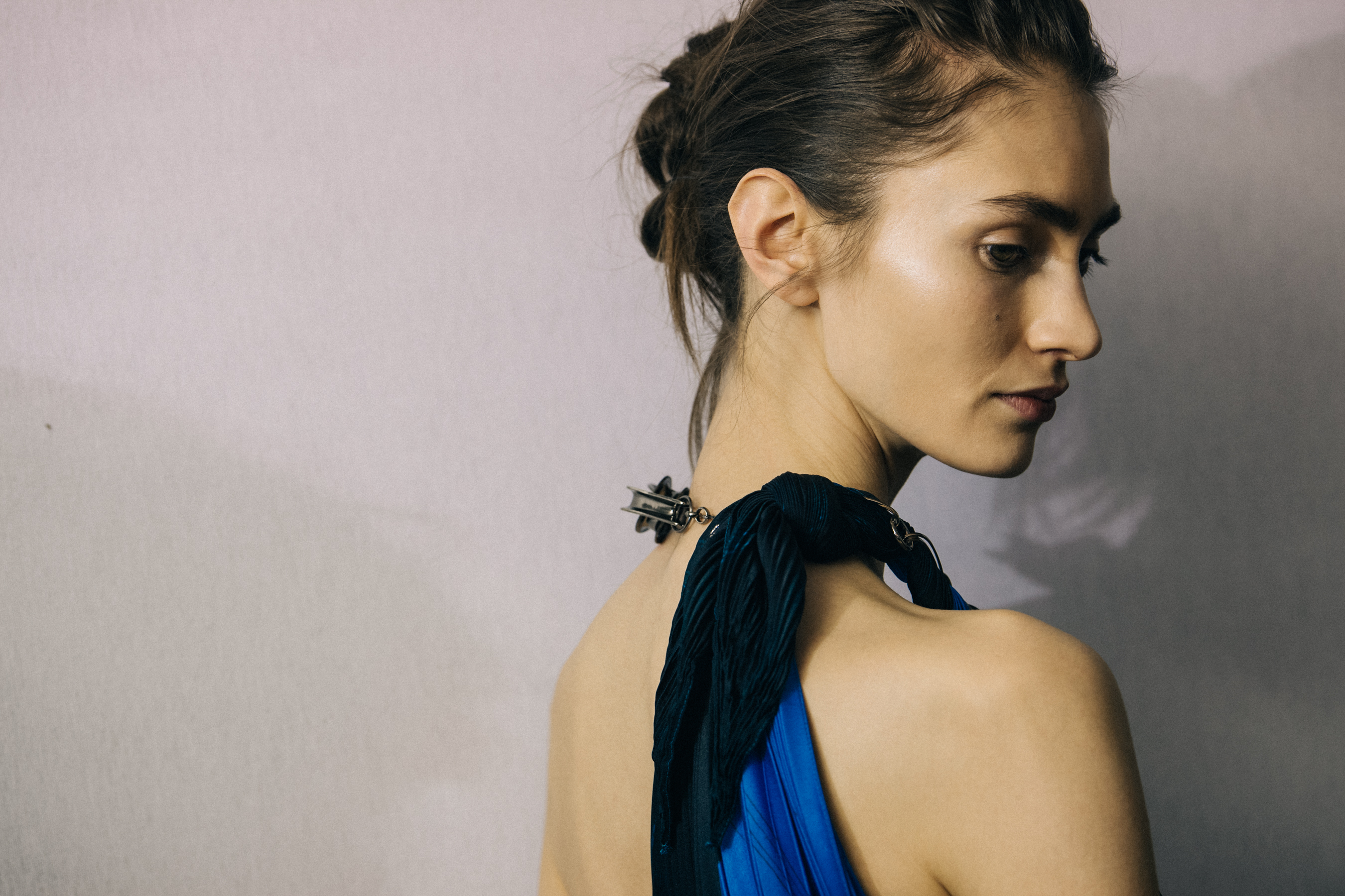 Marine Deleeuw backstage at Poiret