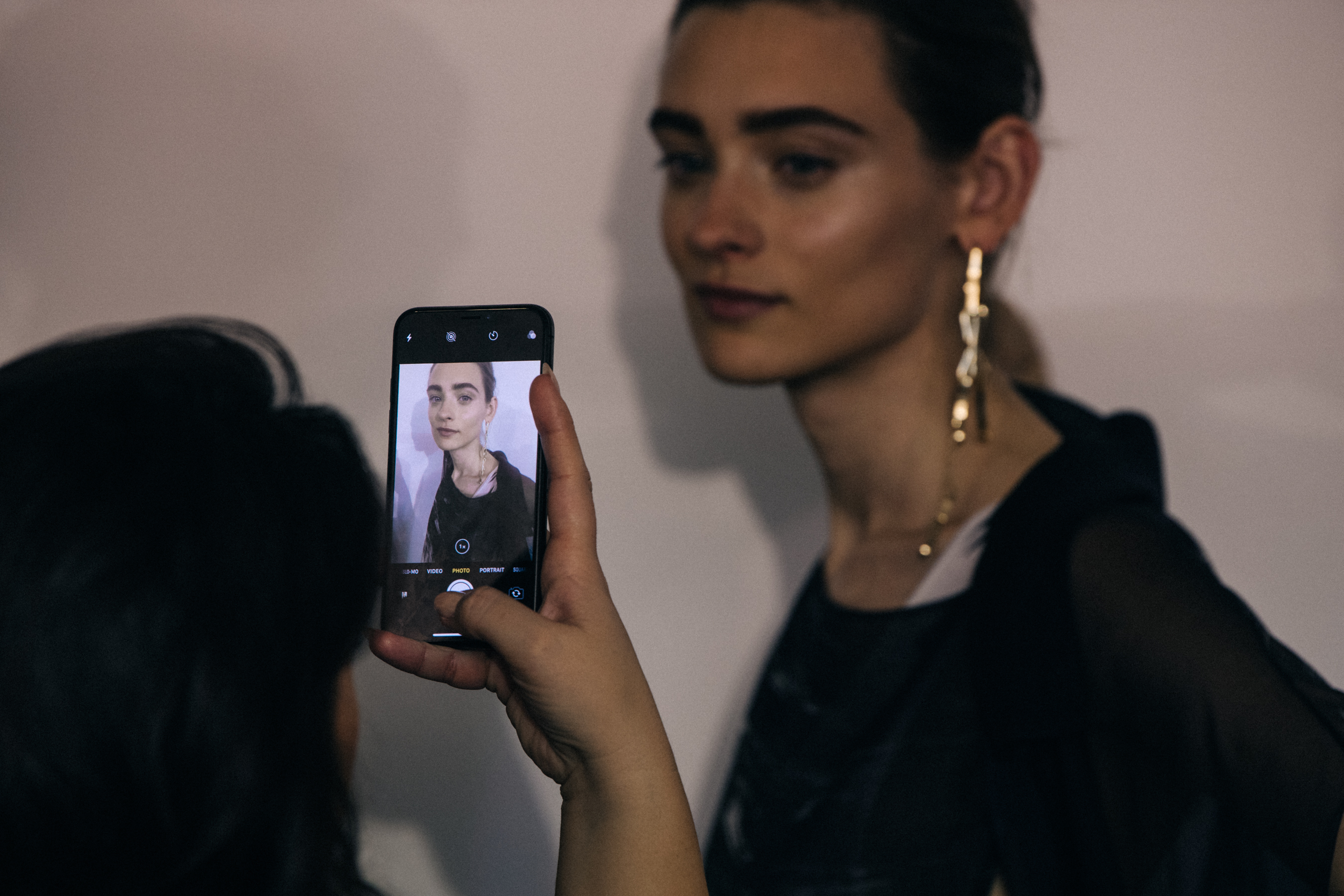 Carolina Thaler backstage at Poiret