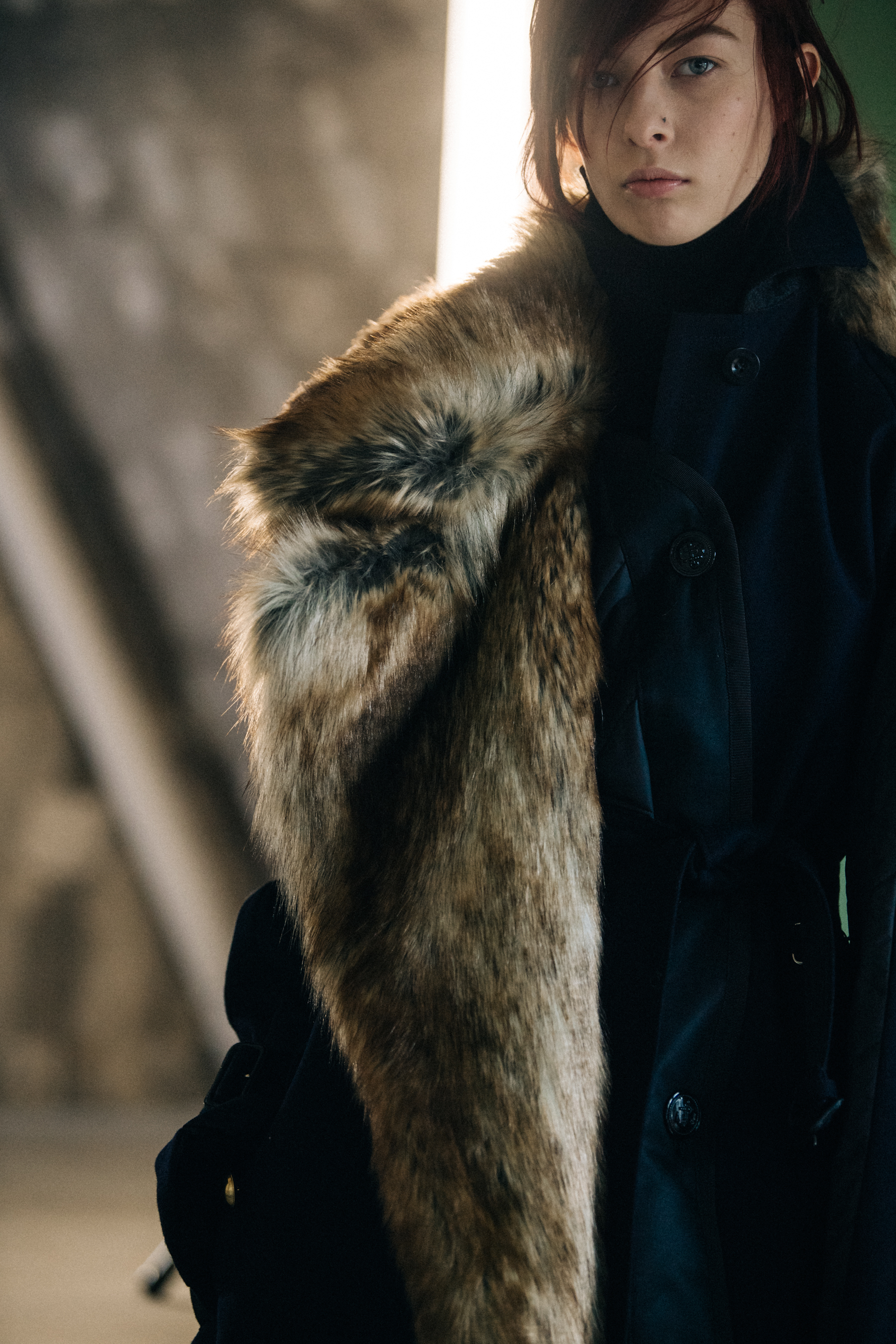 Remington Williams backstage at Sacai