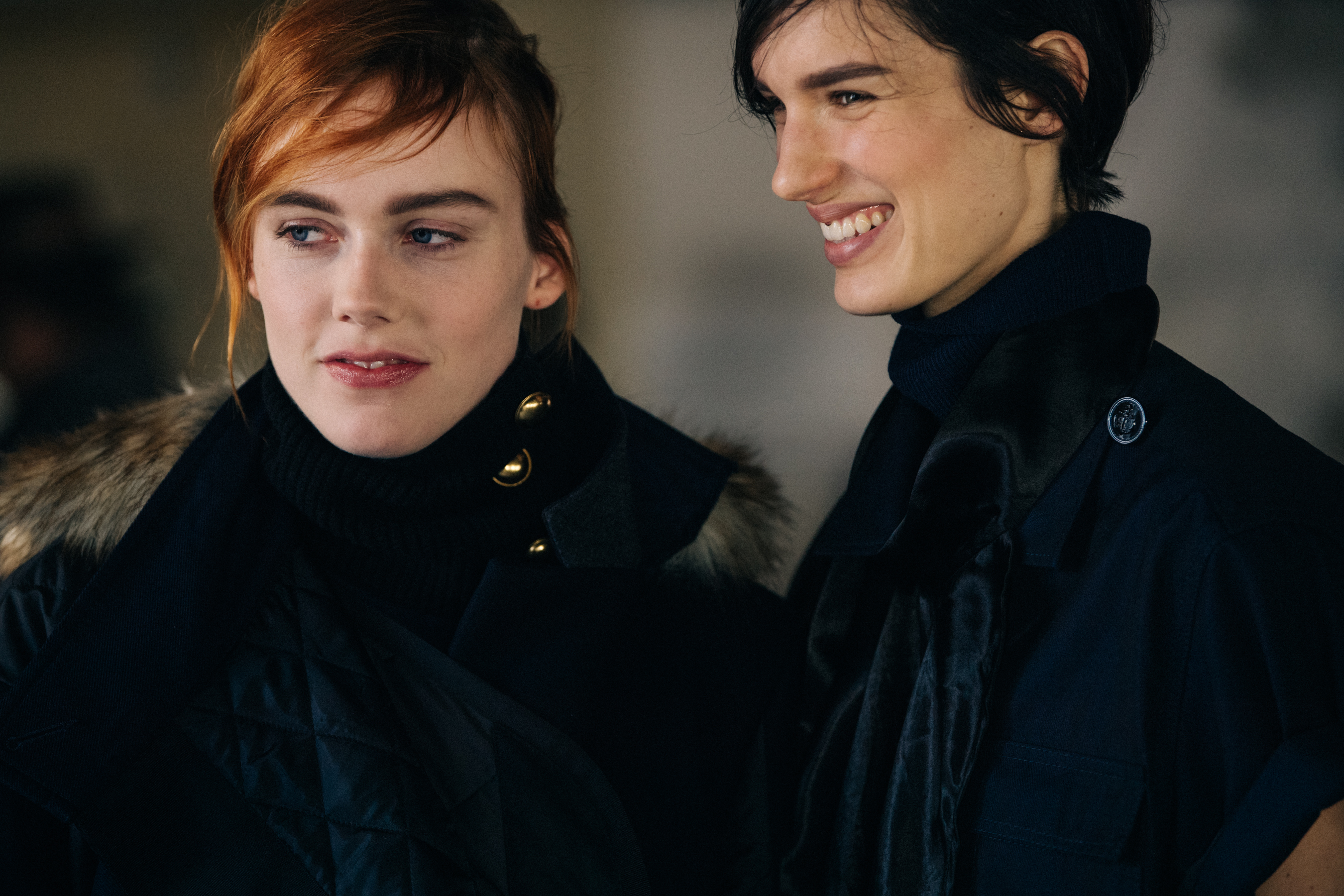 Kiki Willems backstage at Sacai