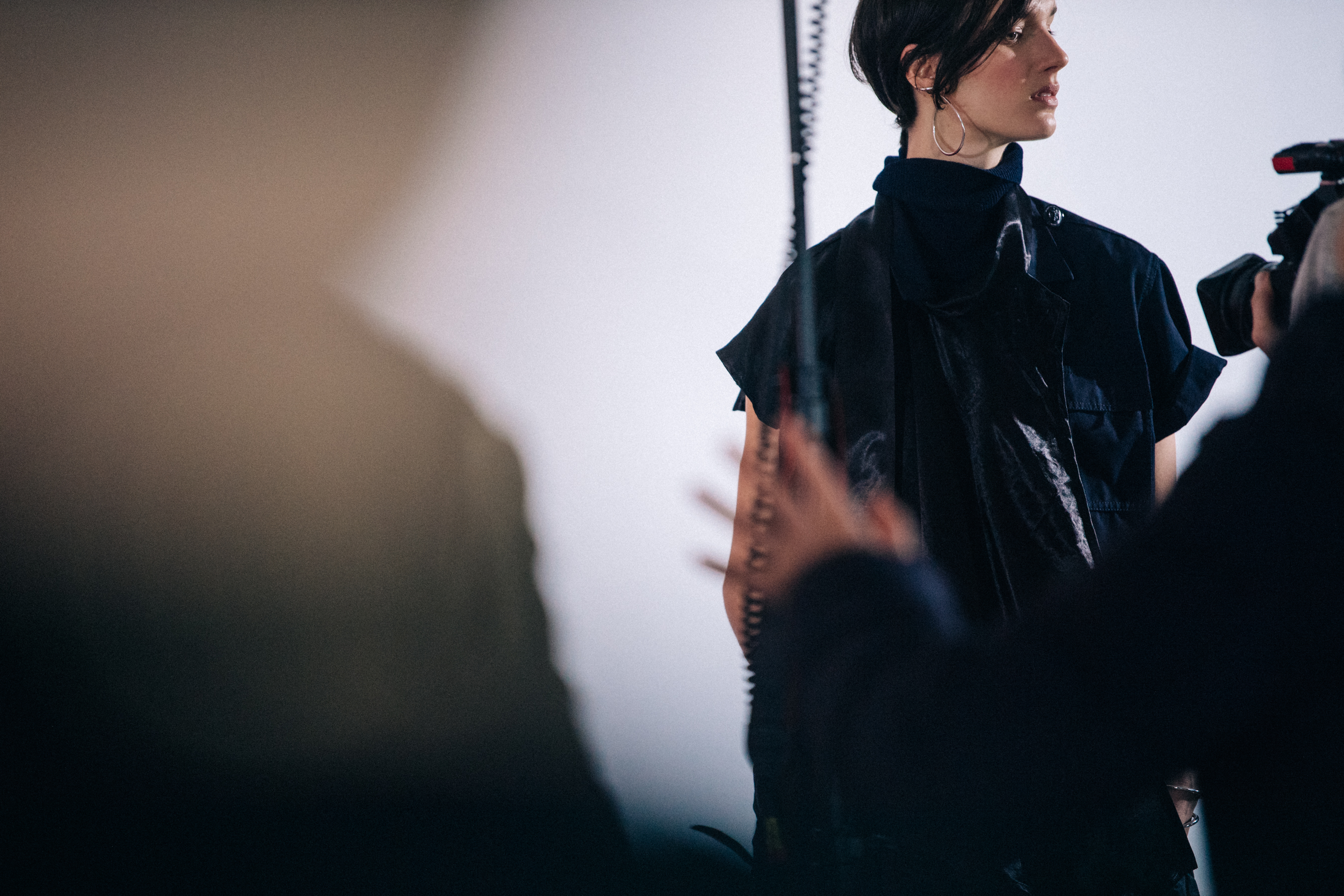 Marte Mei Van Haaster backstage at Sacai