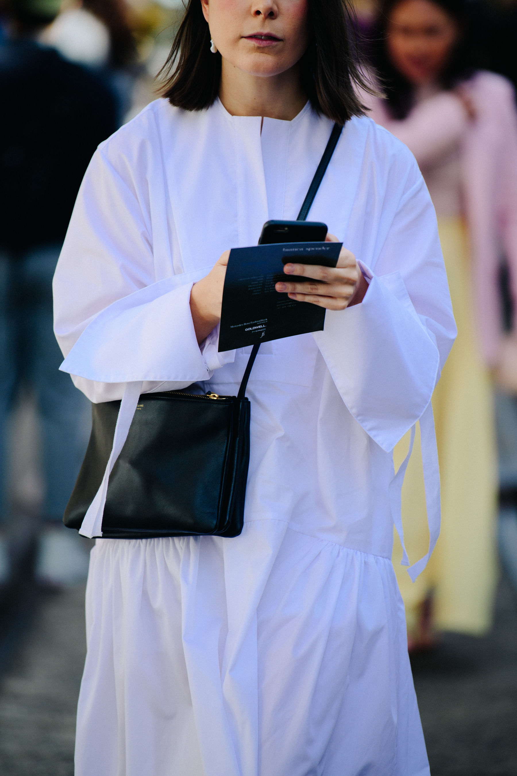 Woman wearing white dress
