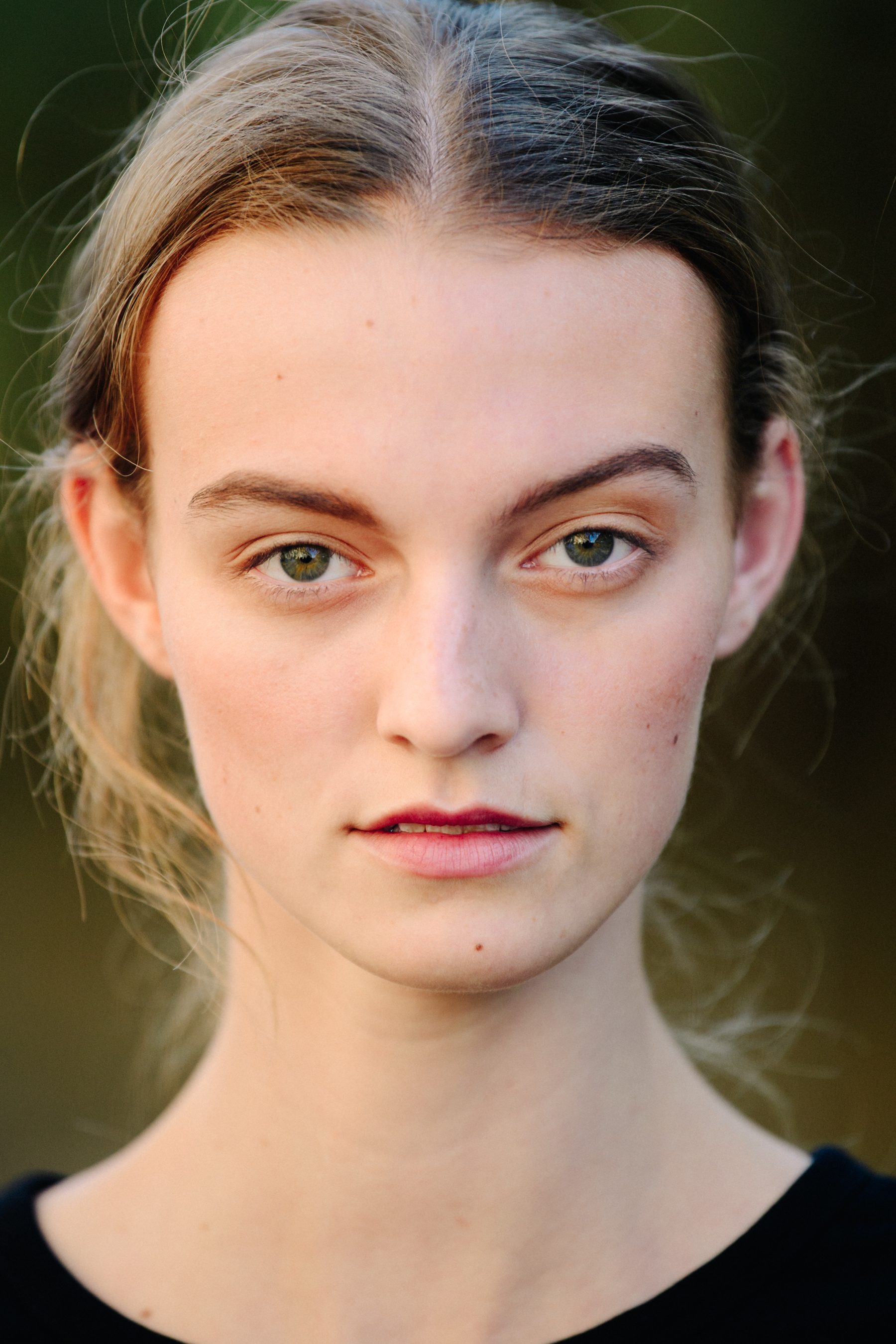 Portrait of model with long blonde hair