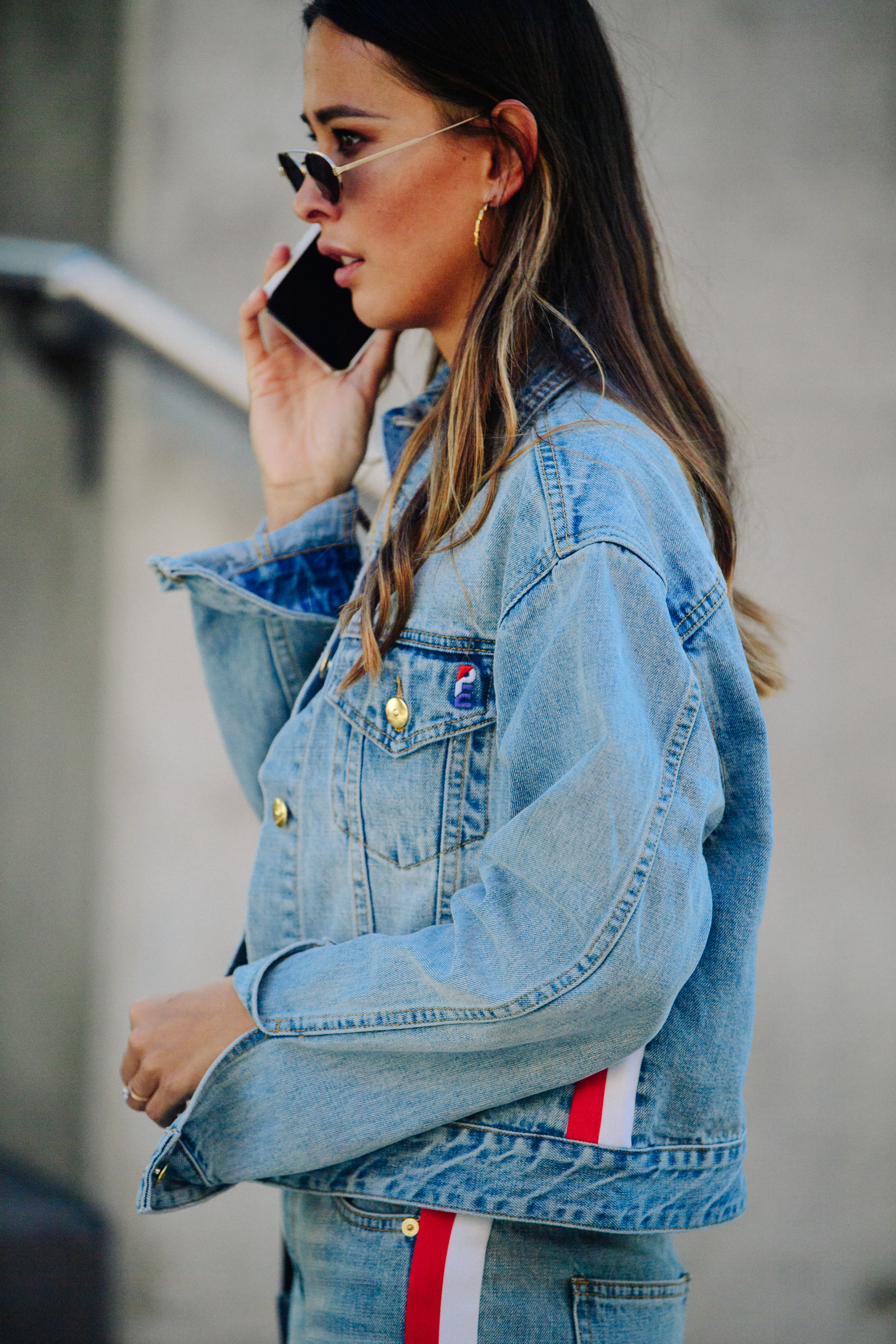 Woman wearing denim outfit