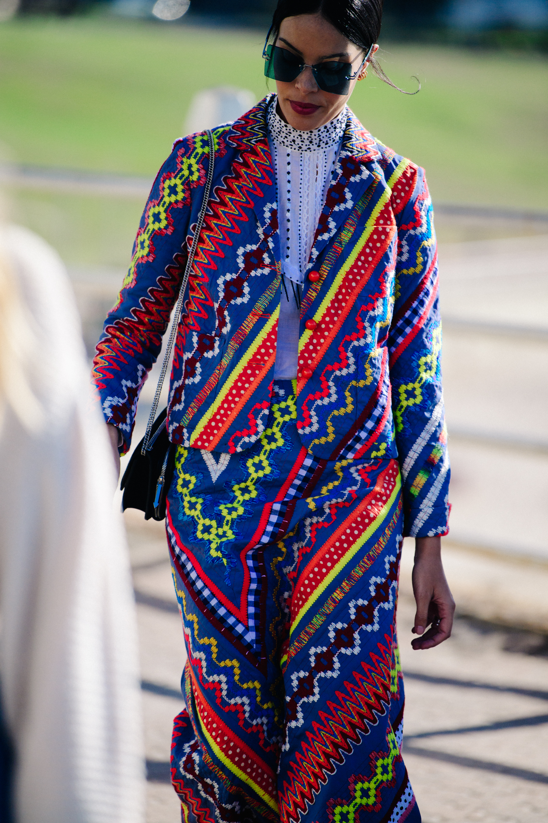 Woman wearing colourful dress