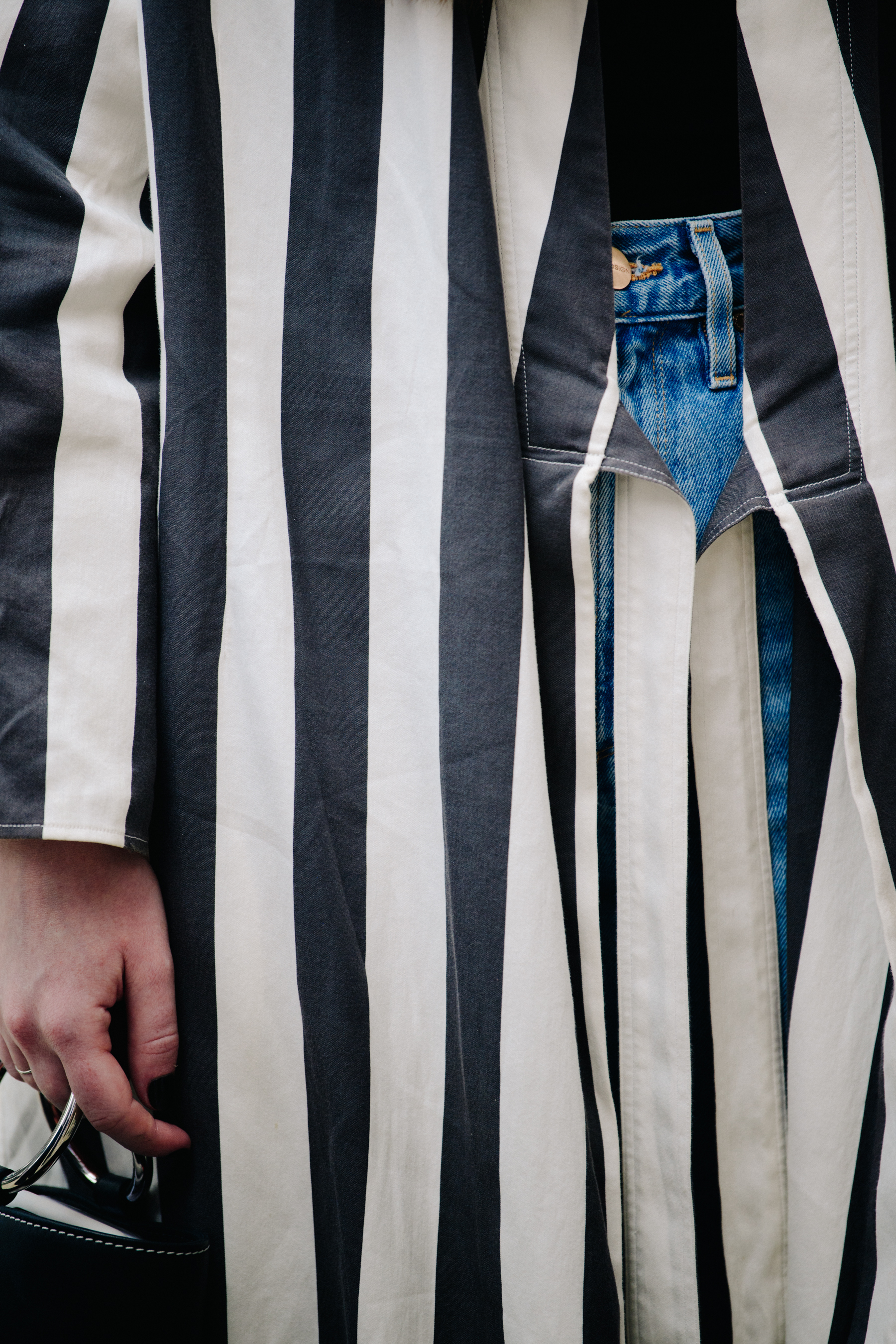 British woman wearing striped jacket