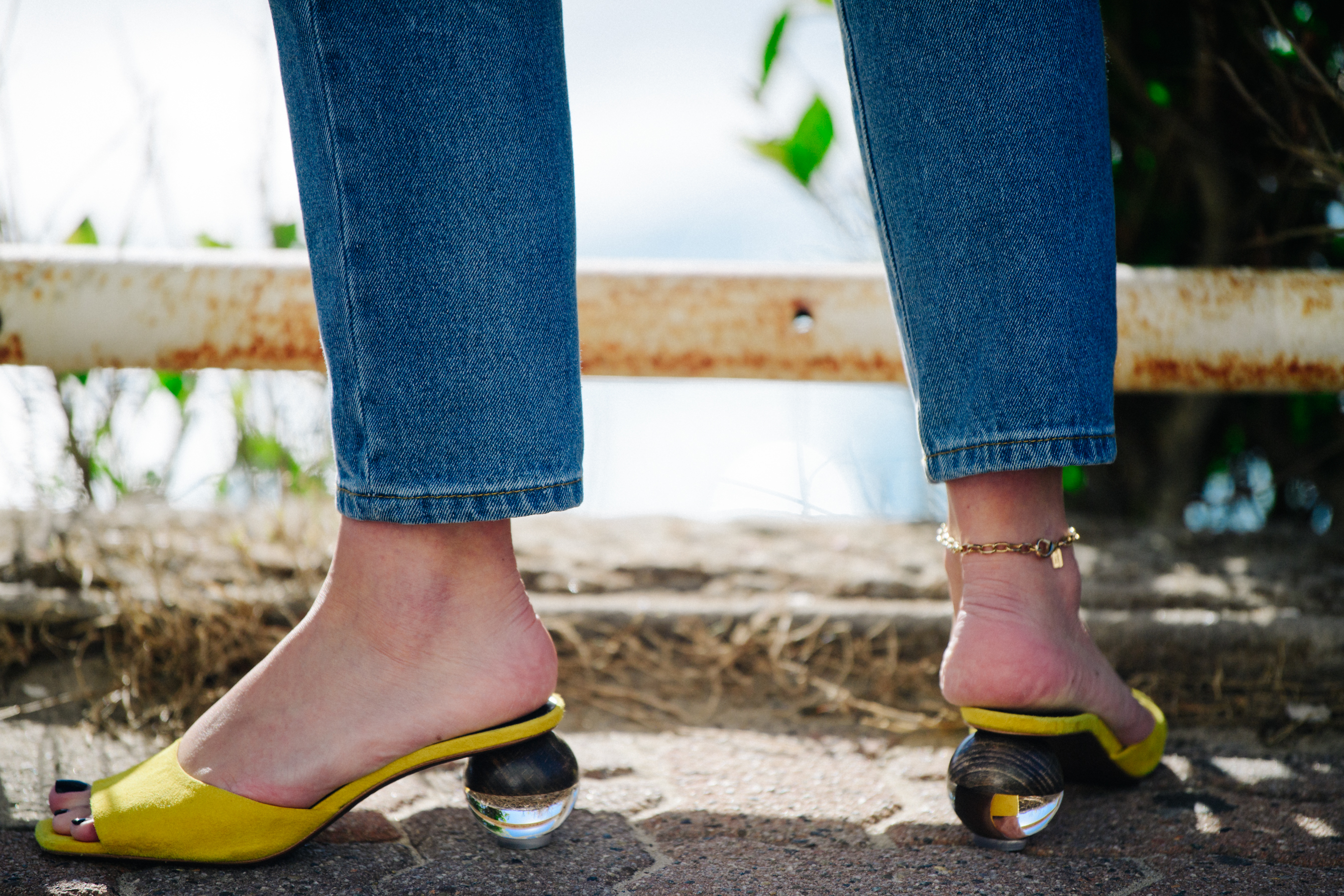 Woman wearing yellow shoes