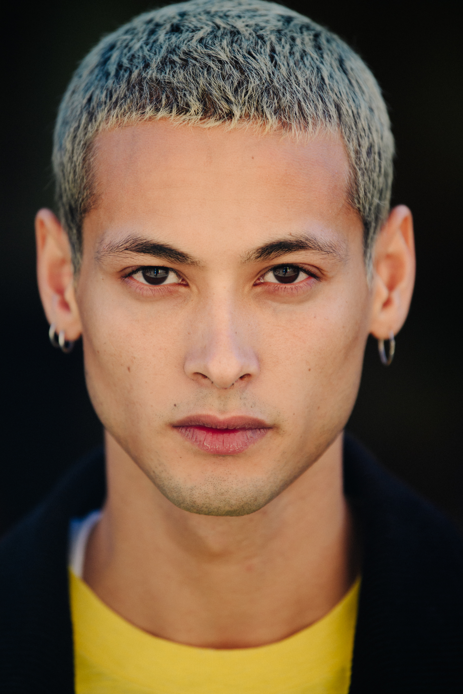 Portrait of model with shaved head