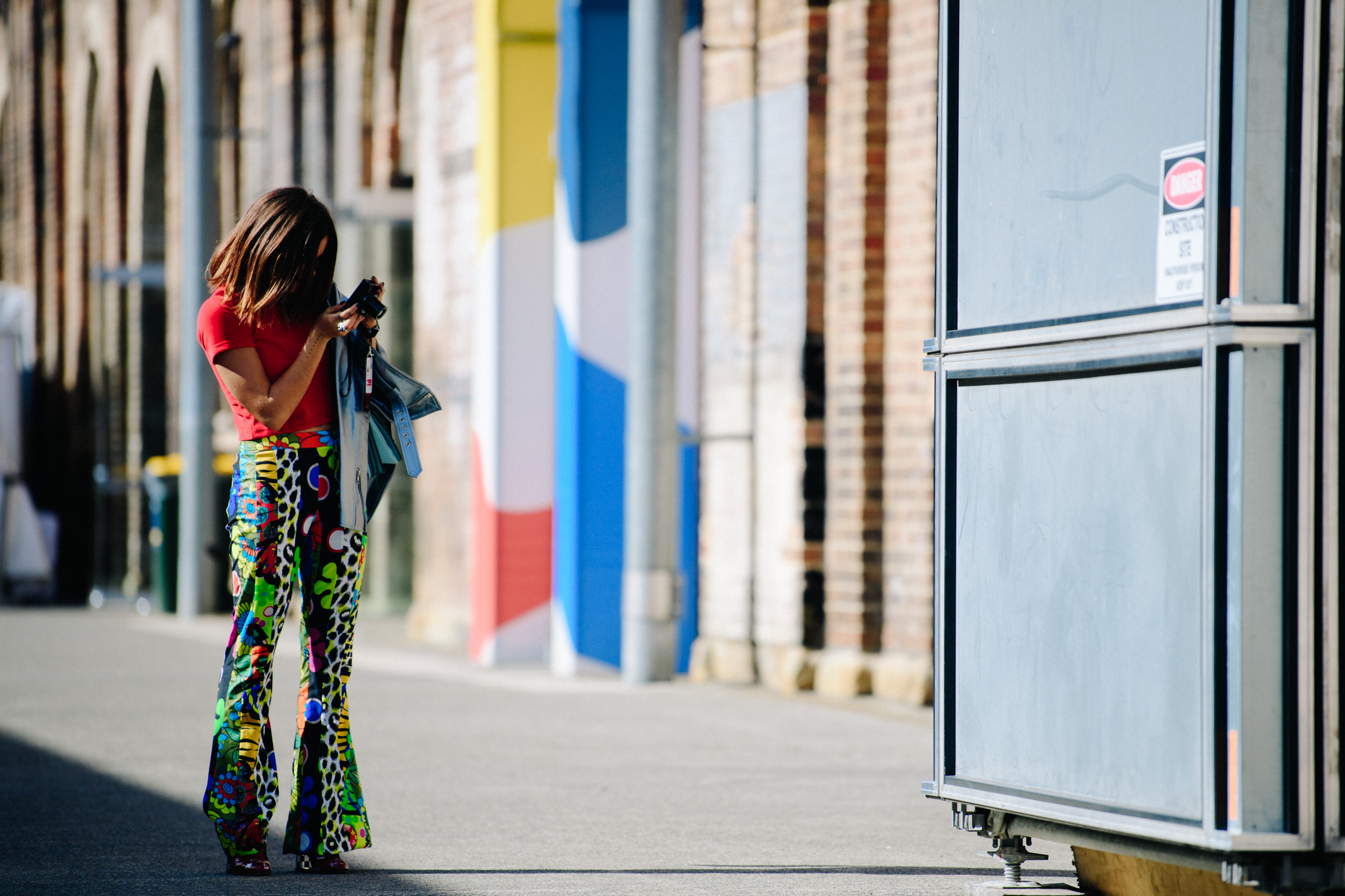 Woman wearing patterned pants