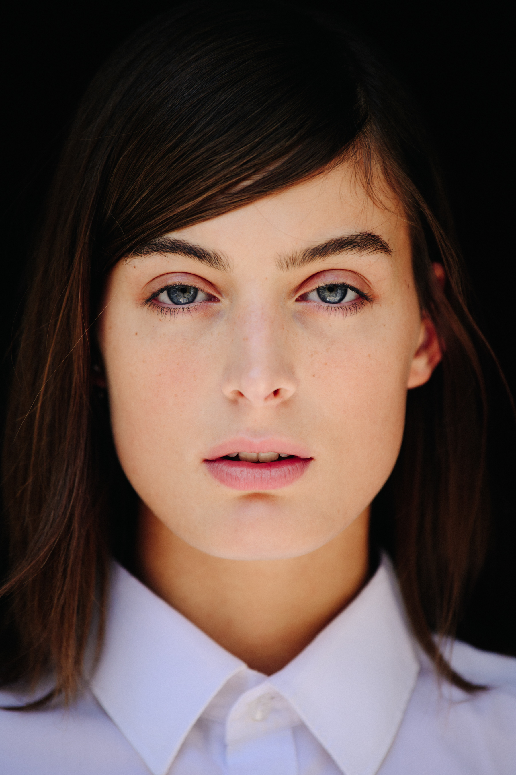 Portrait of Georgian model with blue eyes
