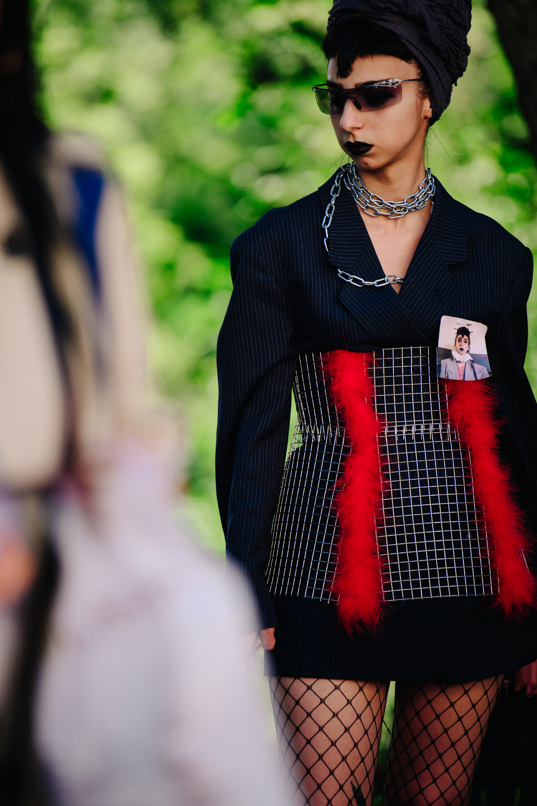 Woman wearing chain necklace