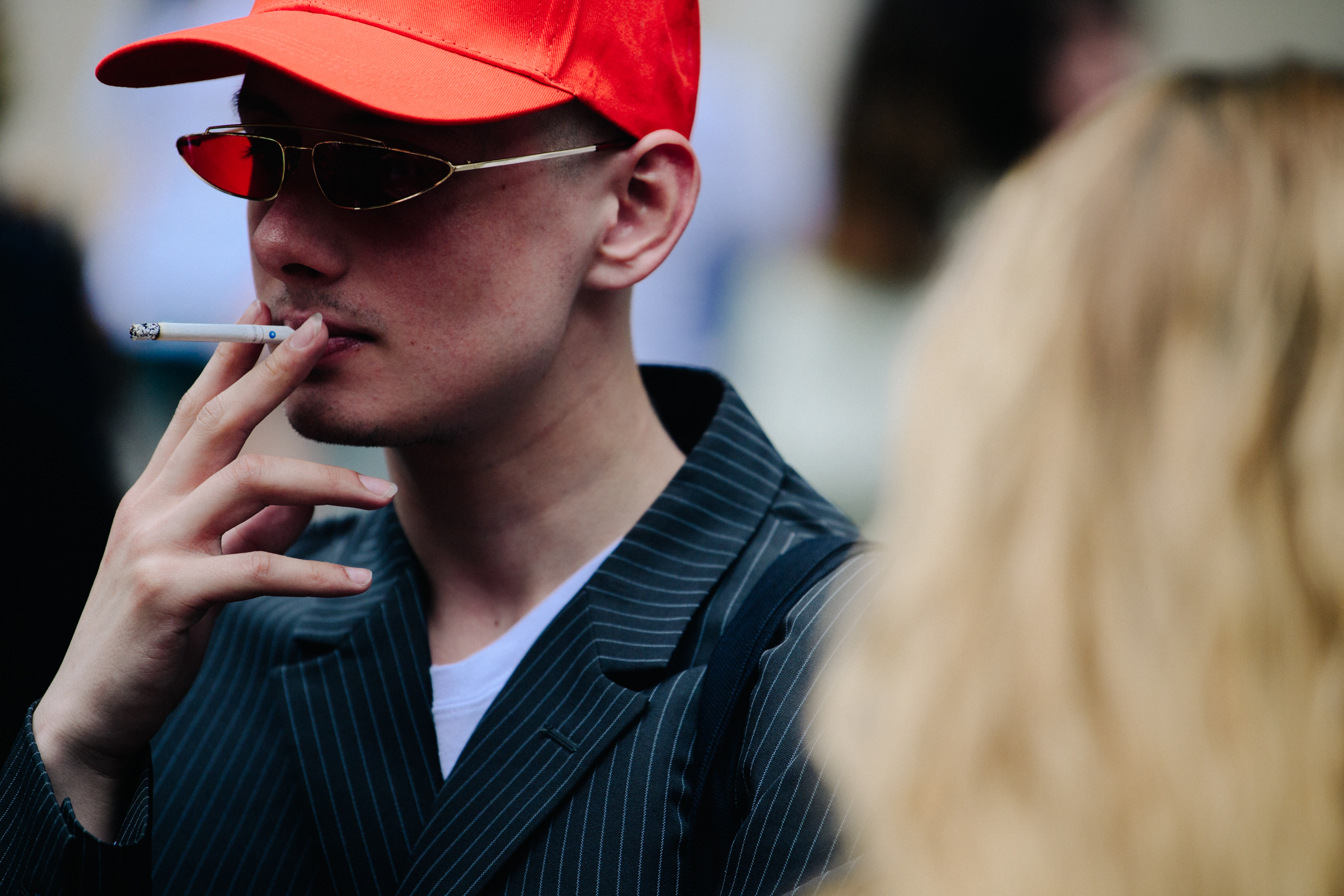 Man wearing red cap