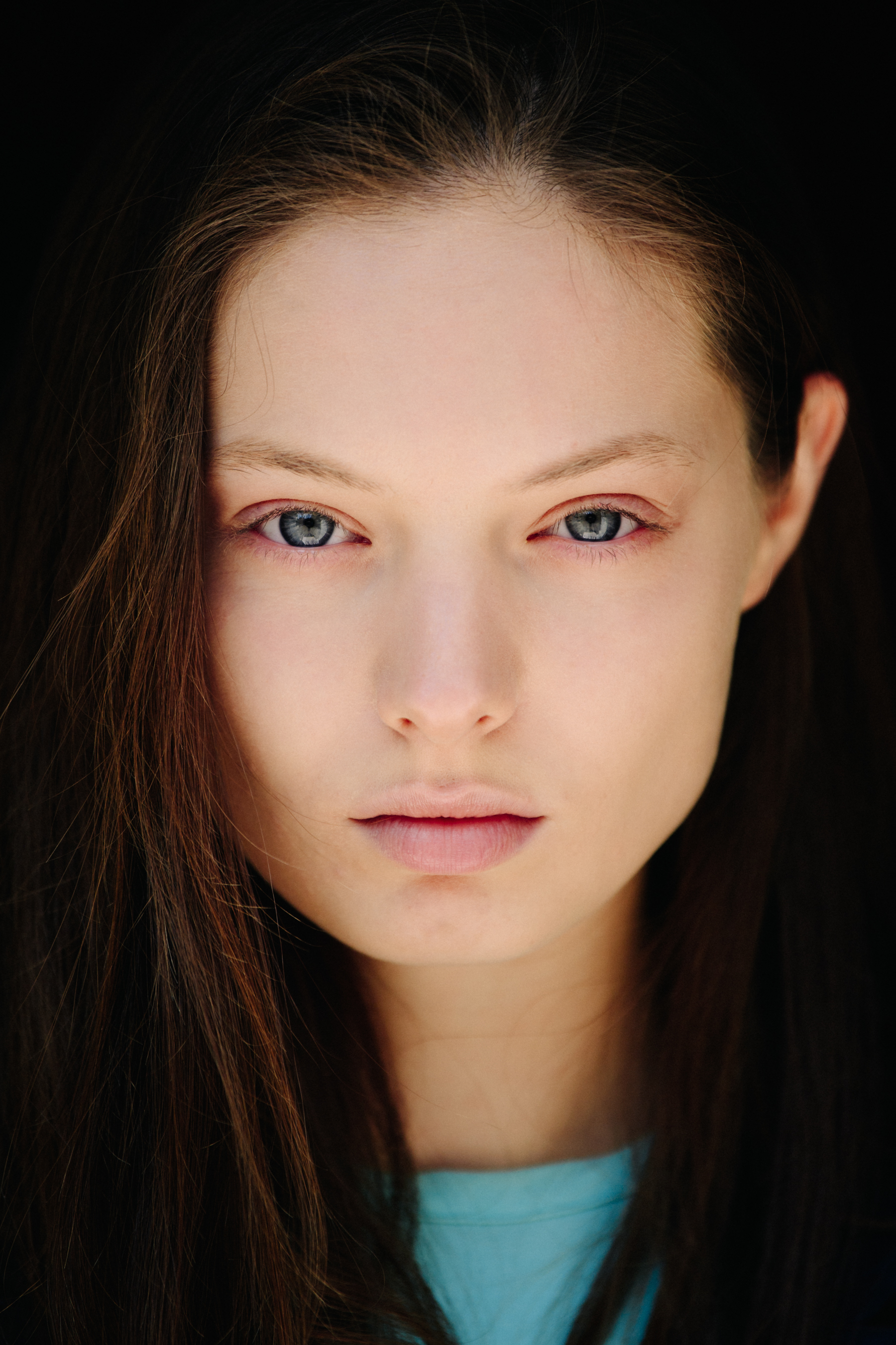 Portrait of Georgian model with blue eyes