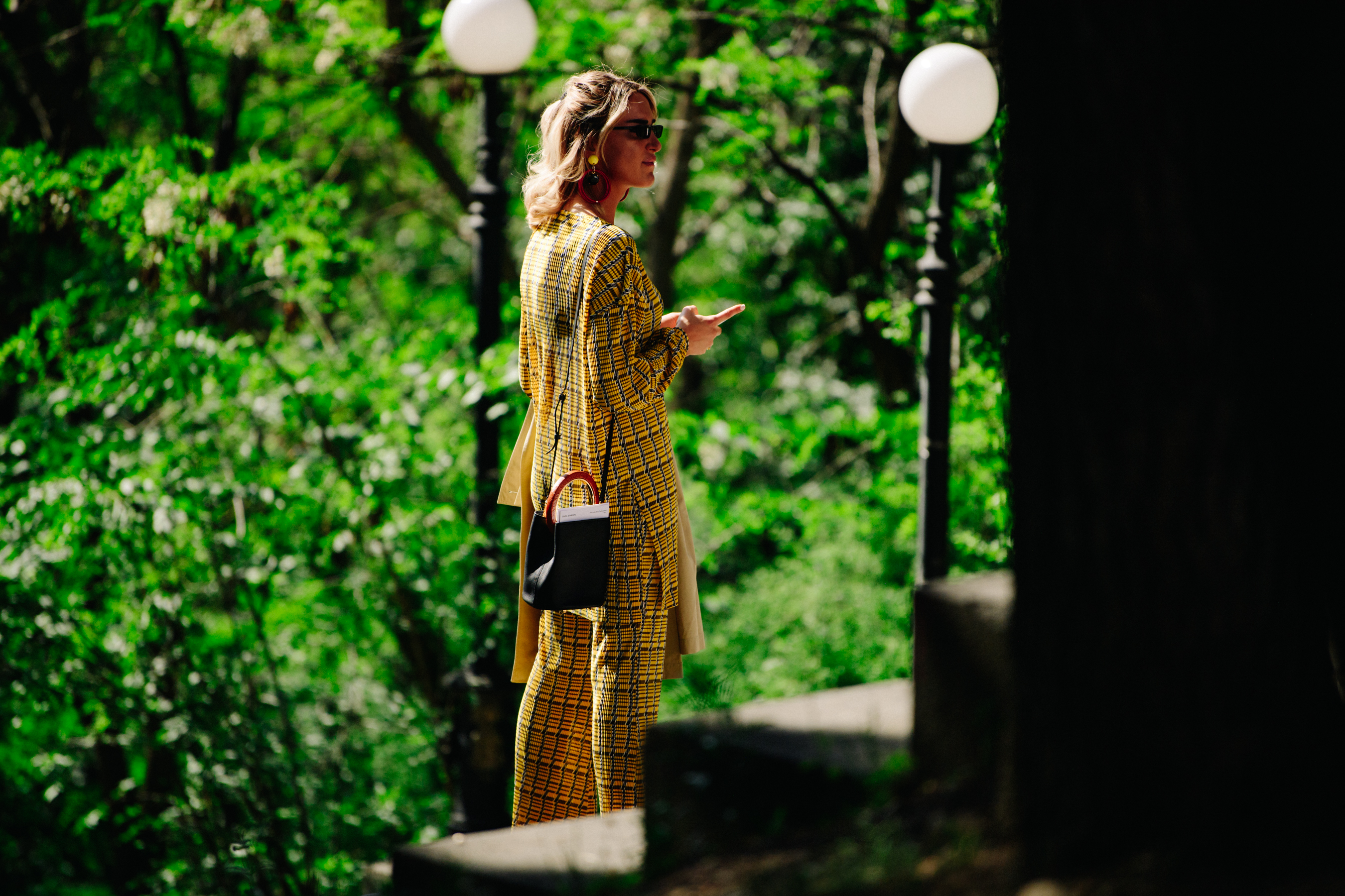 Woman wearing yellow suit