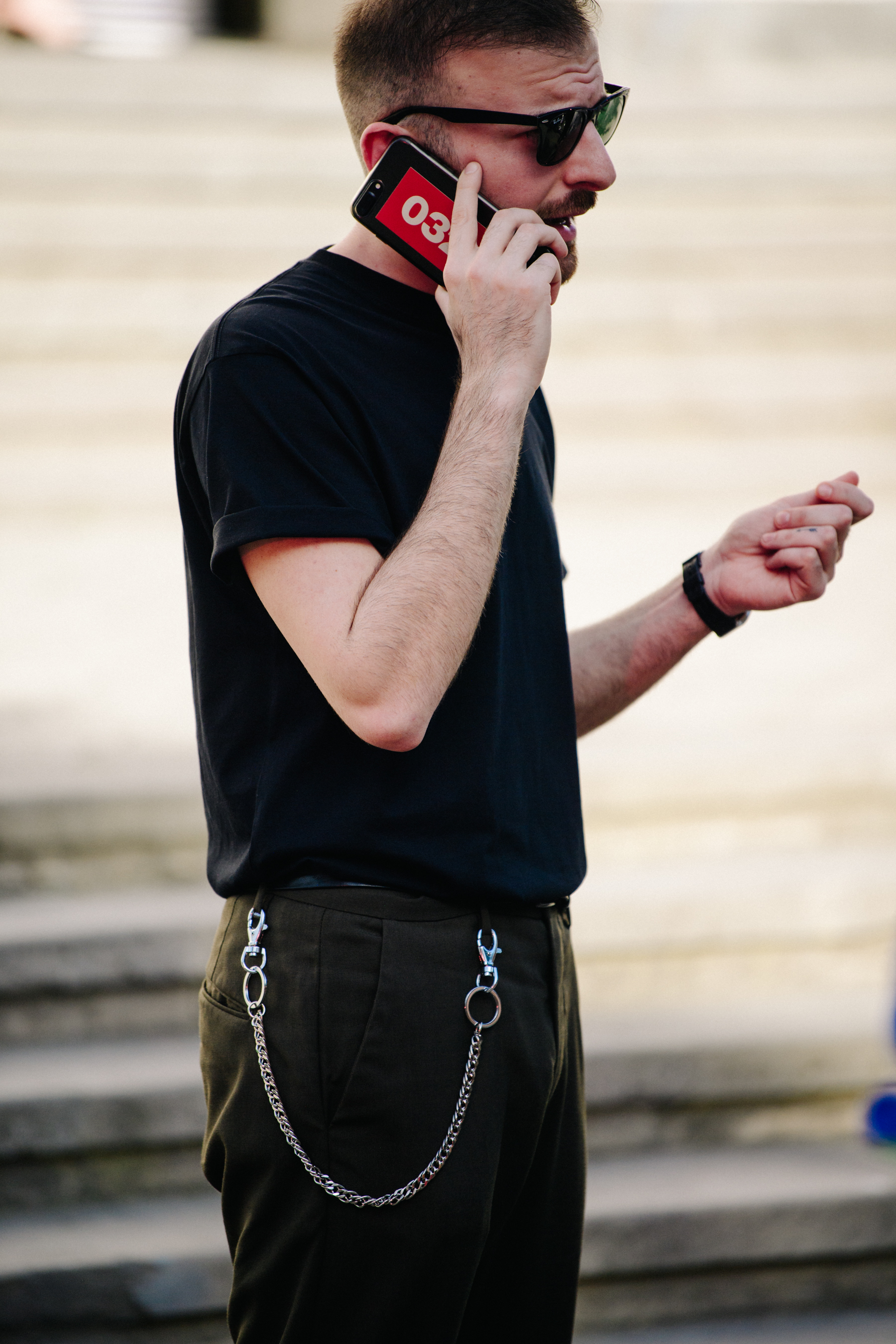 Man wearing green pants