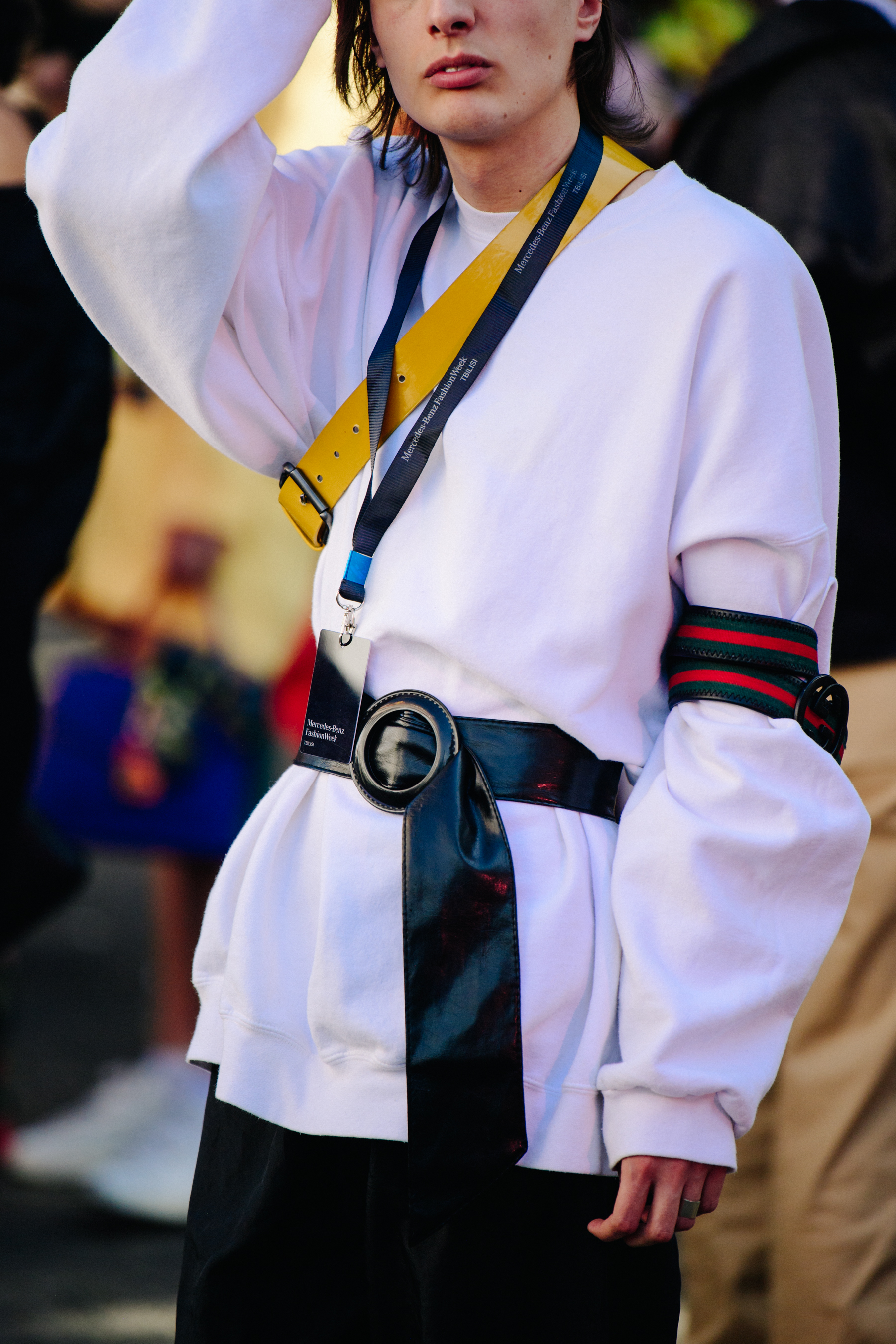 Man wearing Gucci belt