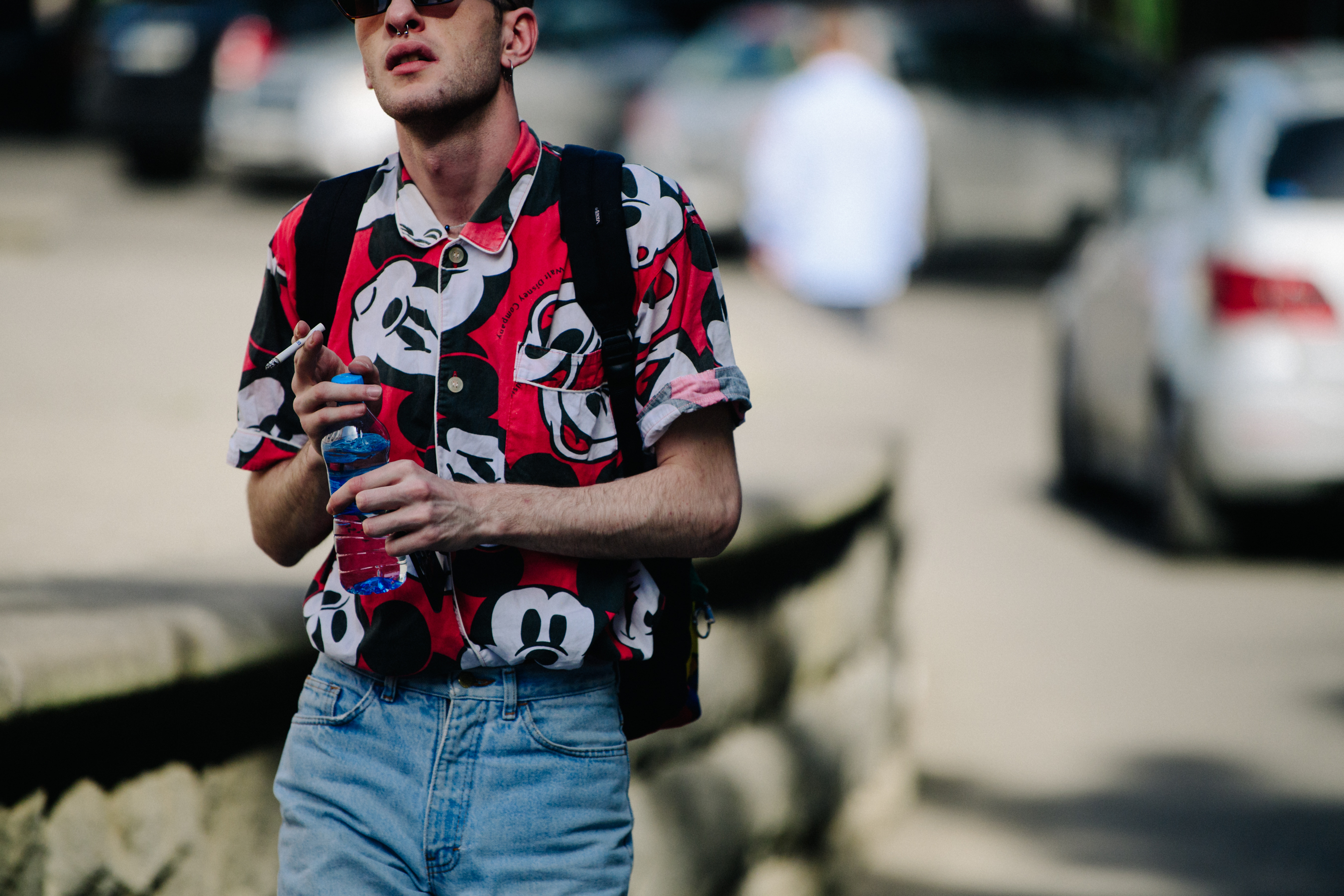 Man wearing colourful shirt